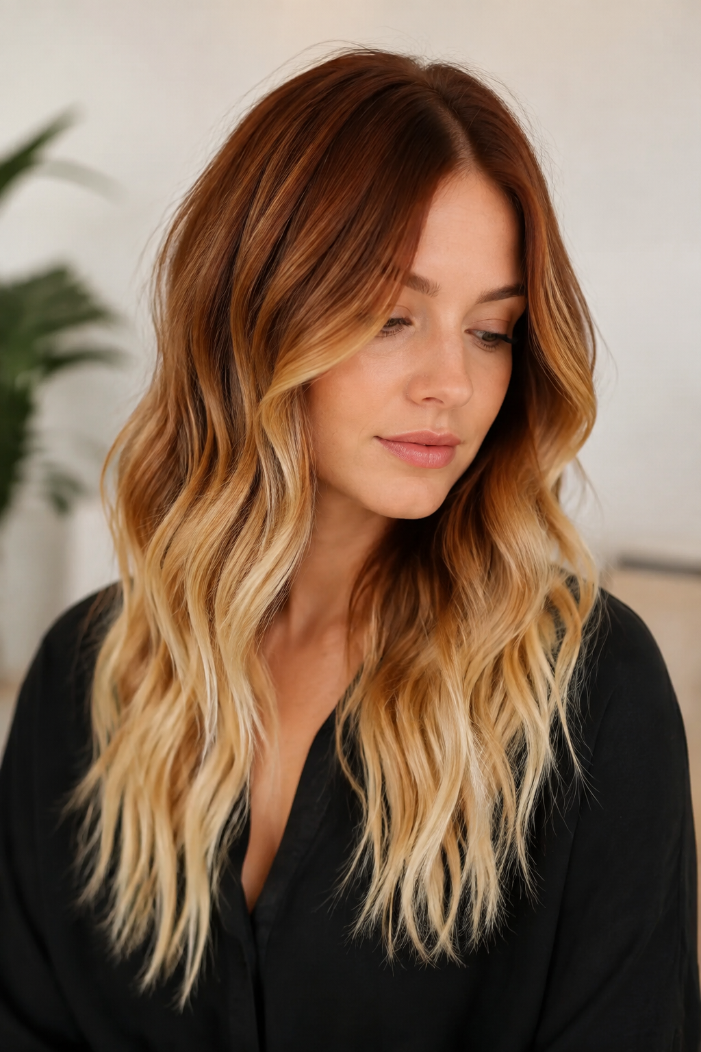 sombre hair vs ombre hair: auburn-to-blonde ombre on textured hair