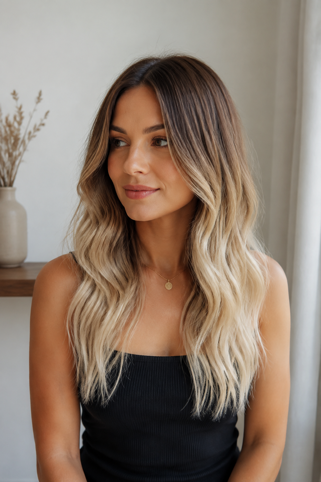 sombre hair vs ombre hair: soft blonde ombre showing a clearer midpoint transition