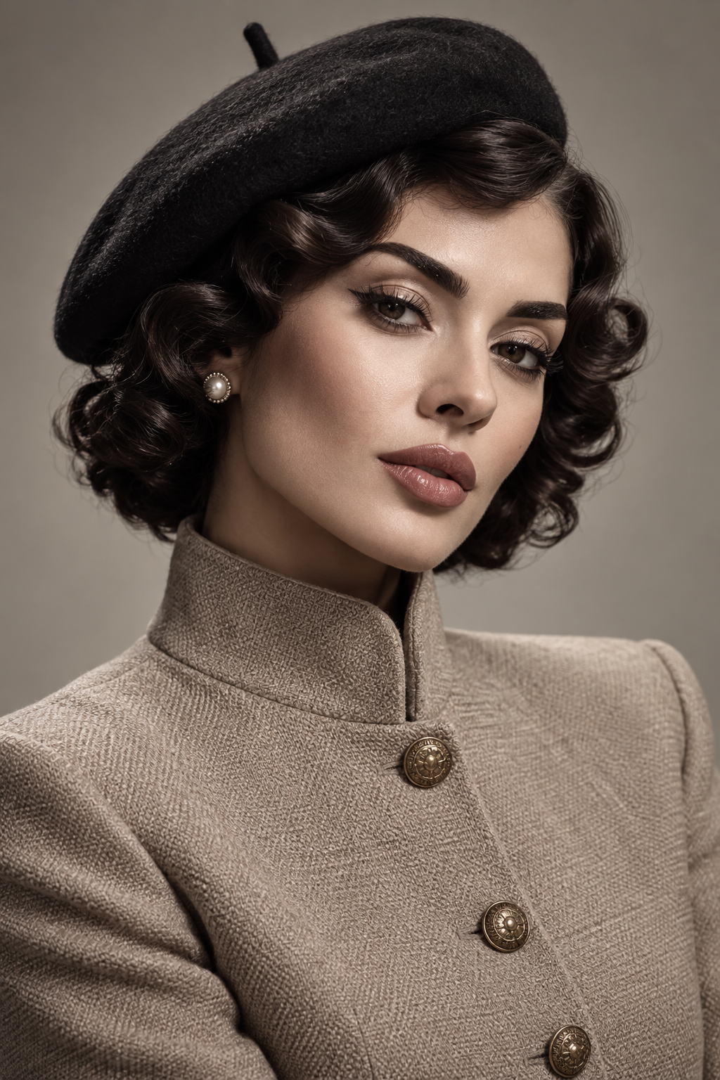 1950s hairstyles: chic short curls with a beret