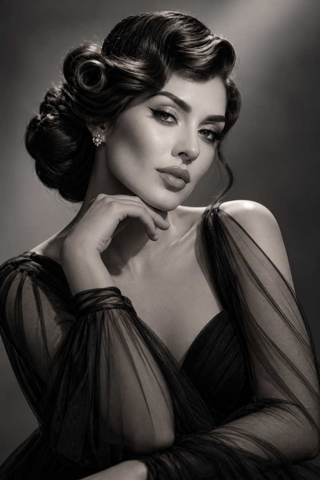 1950s hairstyles: elegant victory roll updo
