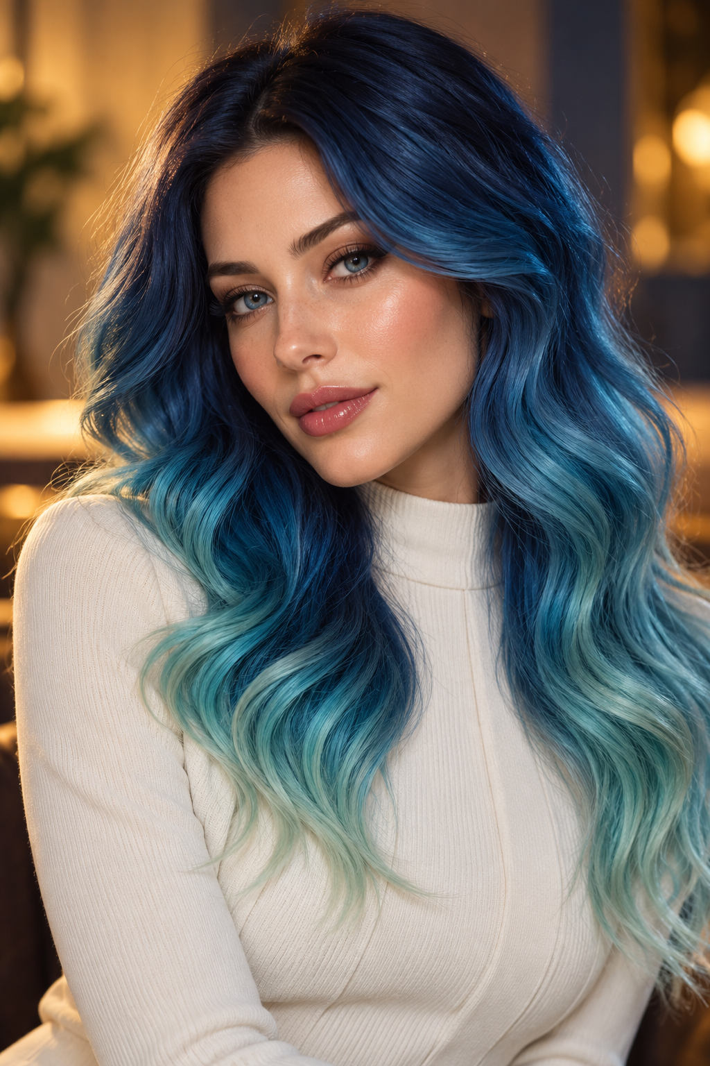 ombre nail ideas: blue ocean fade