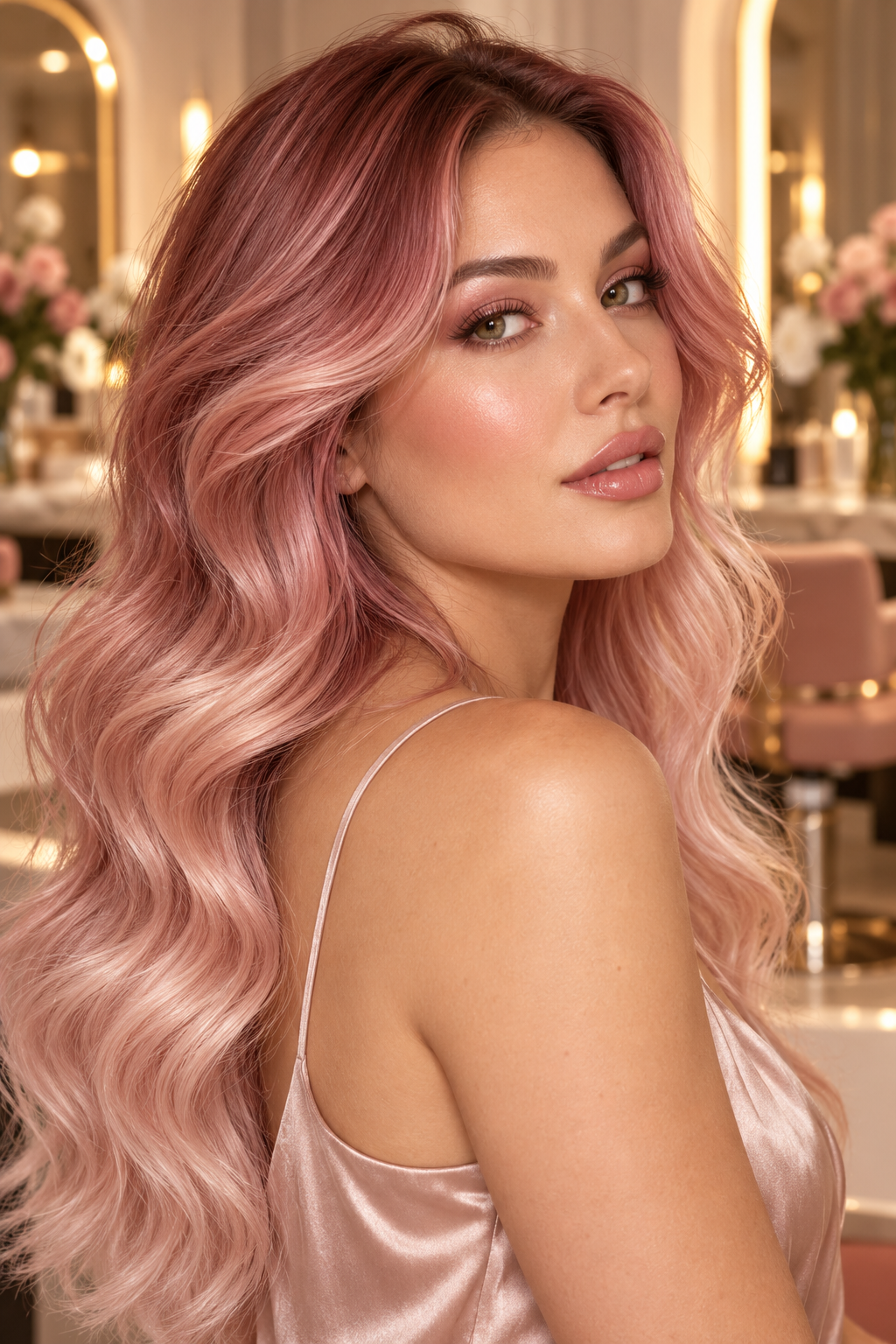 ombre nail ideas: rose chrome gradient