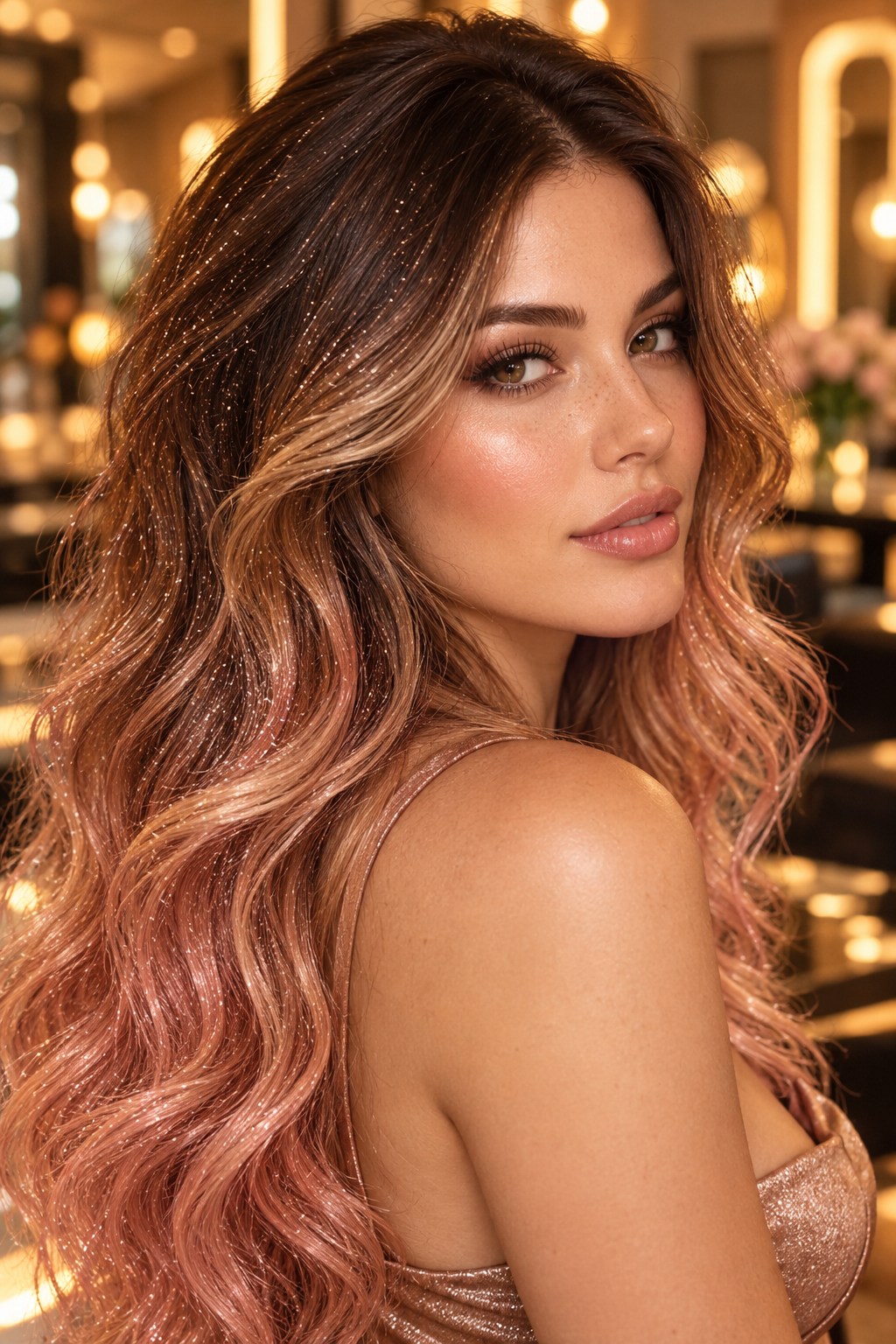 ombre nail ideas: glitter-dusted ombre