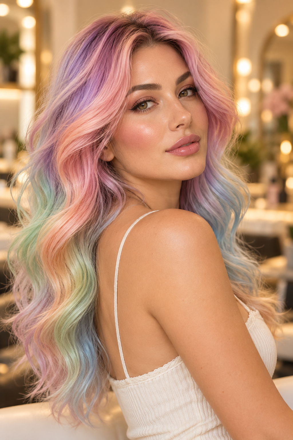 ombre nail ideas: pastel rainbow fade
