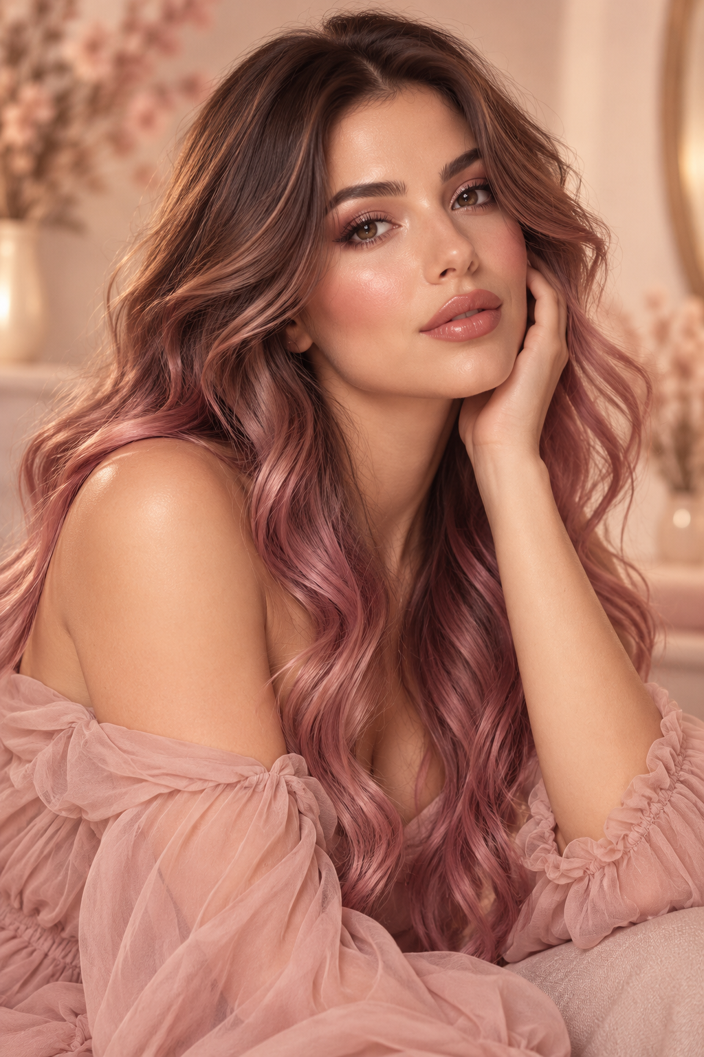 ombre nail ideas: mocha rose ombre