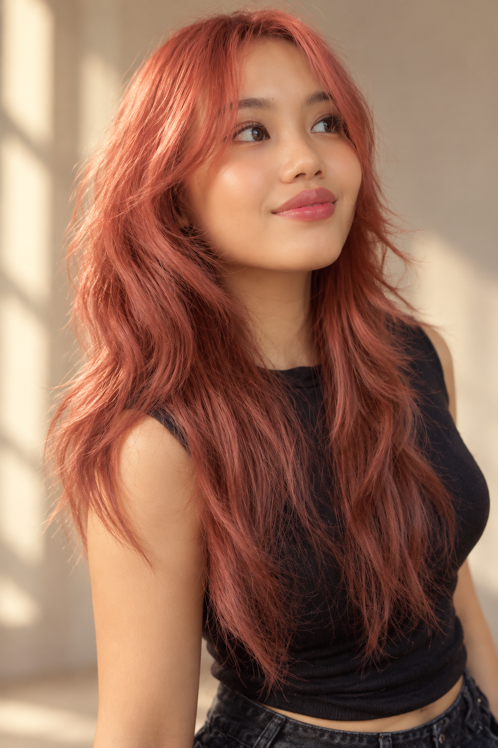 choppy haircuts for long hair: Choppy layers with curtain bangs