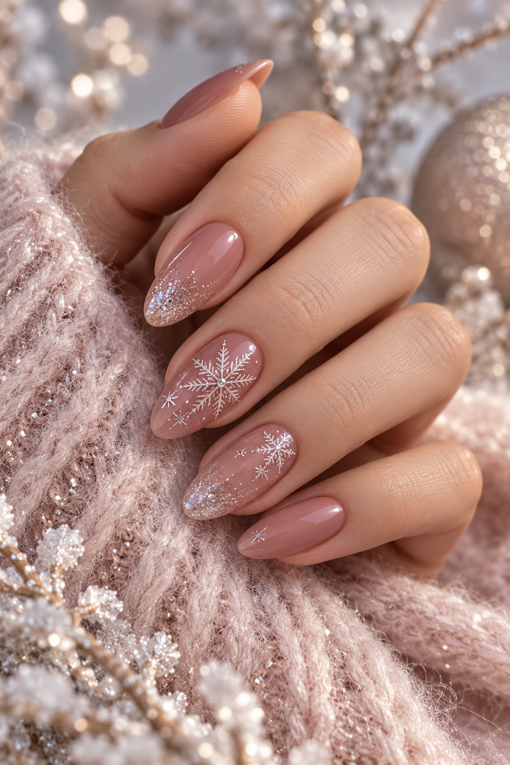 winter magic dusty rose nail ideas