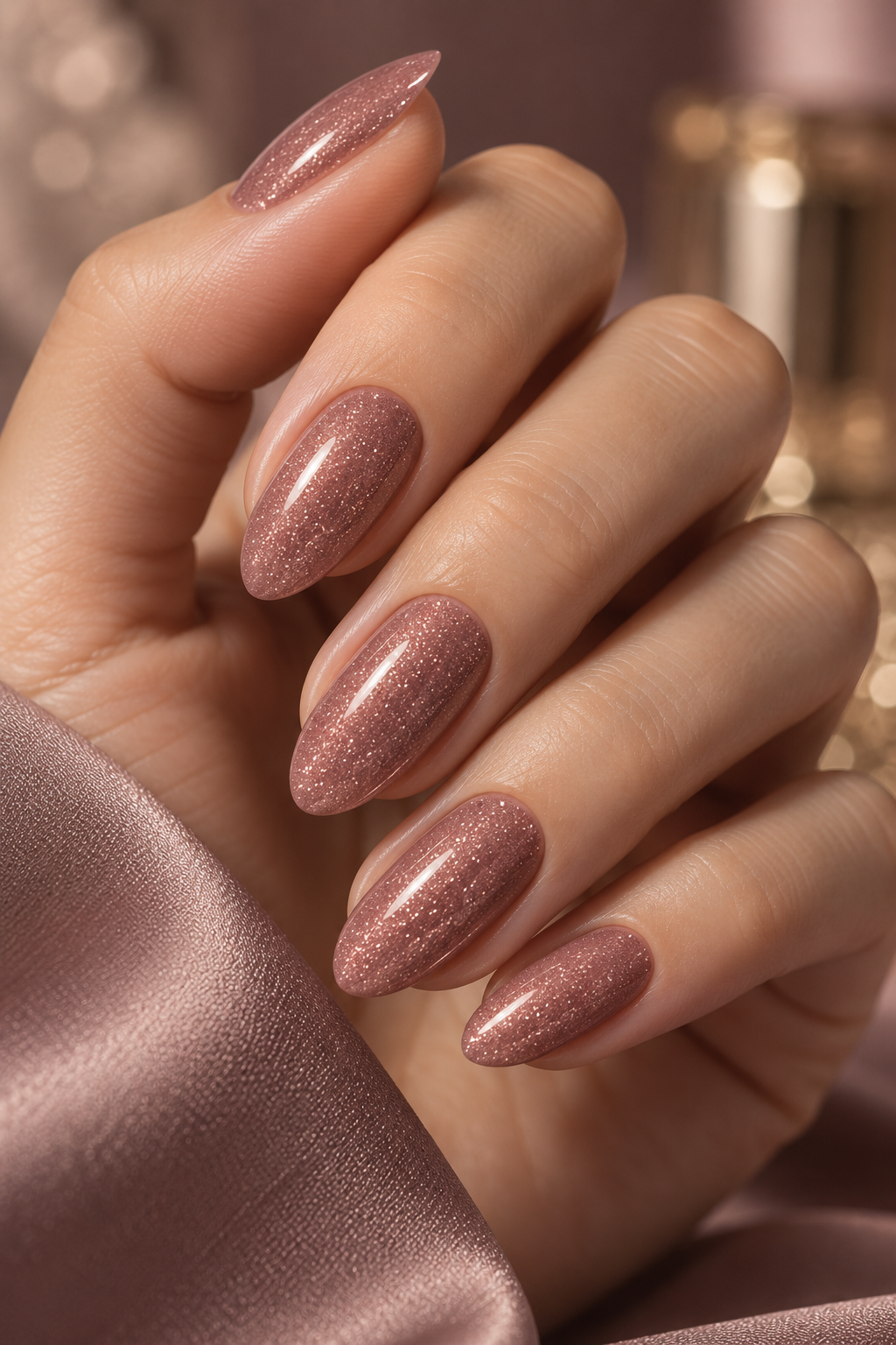 glam sparkle dusty rose nail ideas