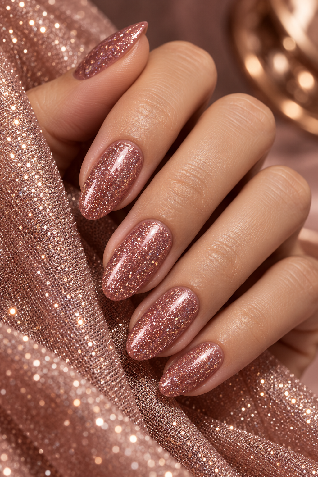full-on sparkle dusty rose nail ideas