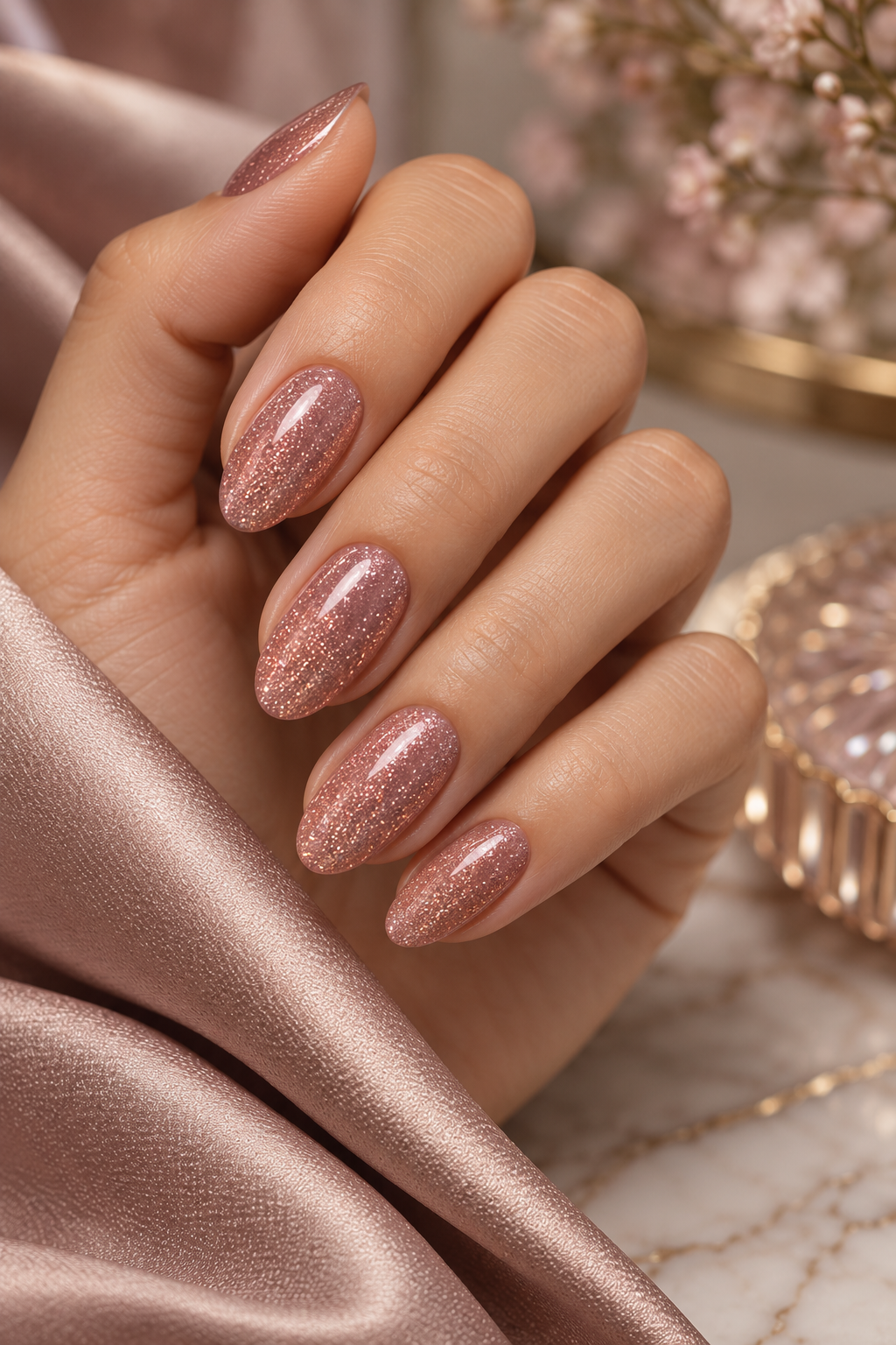dusty rose glitter dusty rose nail ideas