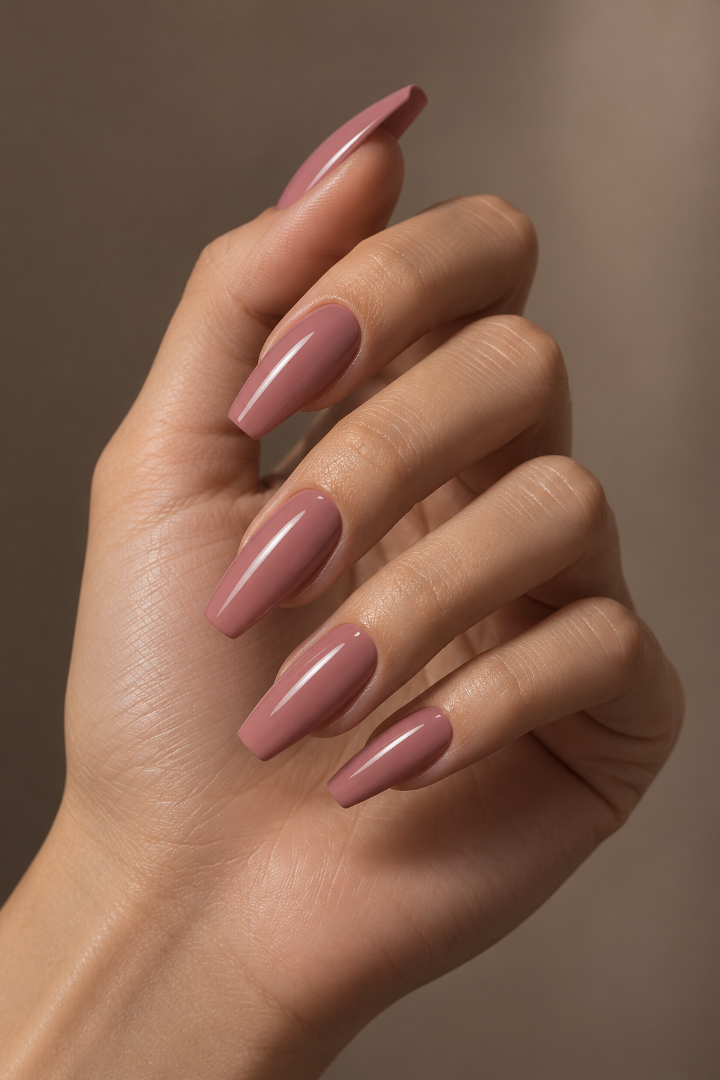 long coffin shape dusty rose nail ideas