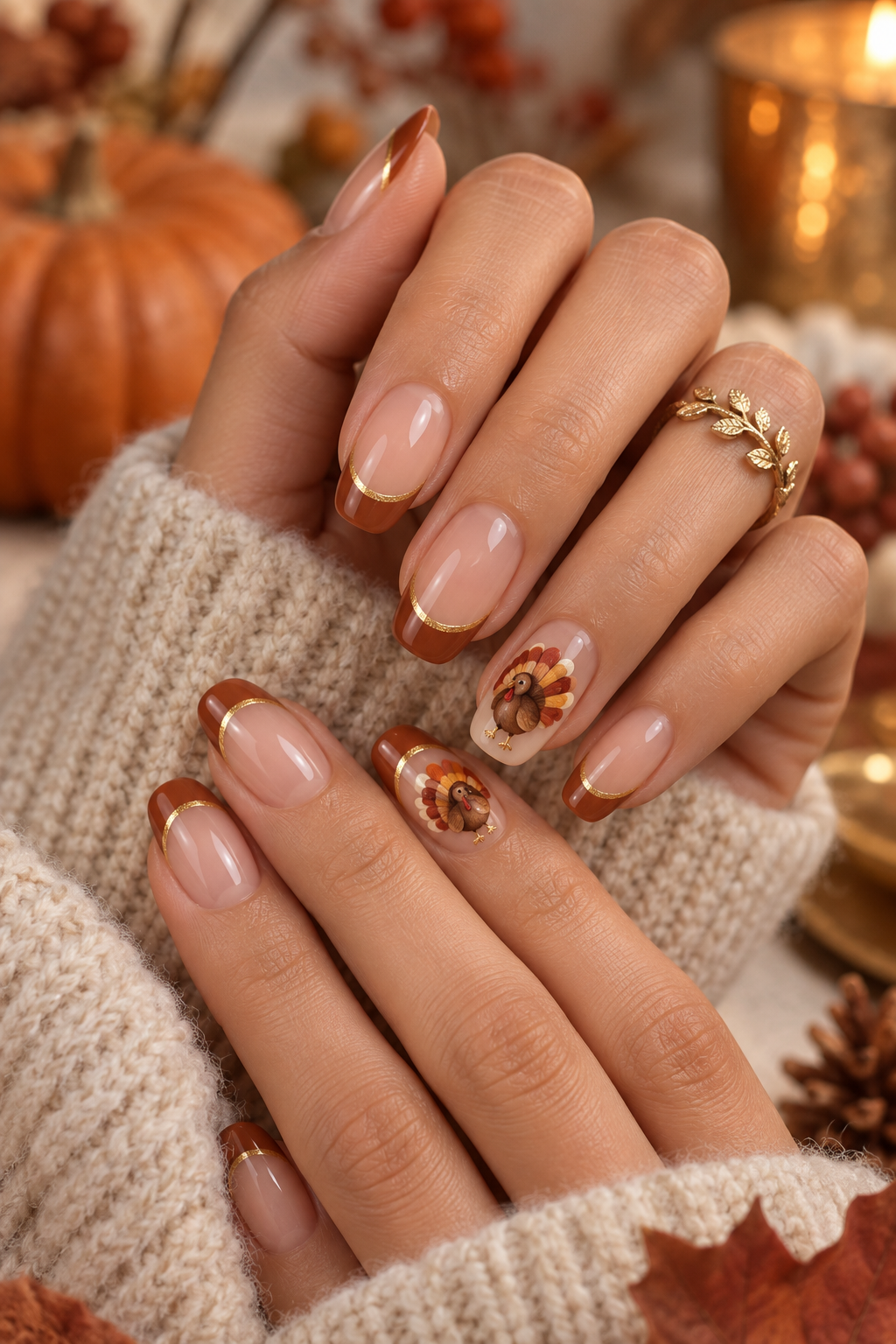 turkey nail designs: neutral turkey tips