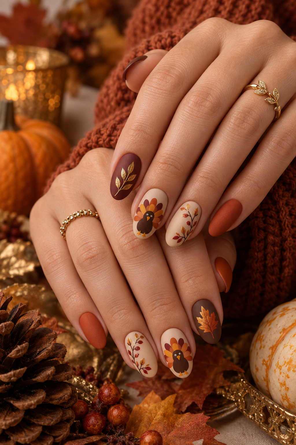 turkey nail designs: matte fall turkey nails