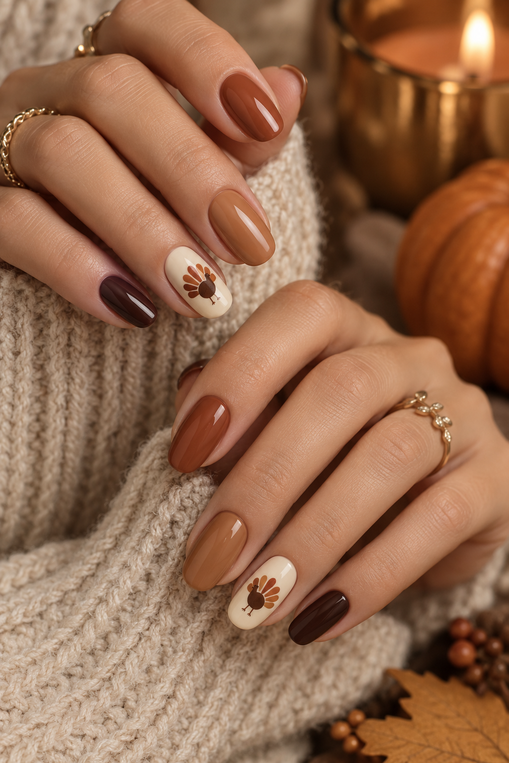 turkey nail designs: minimal turkey silhouette