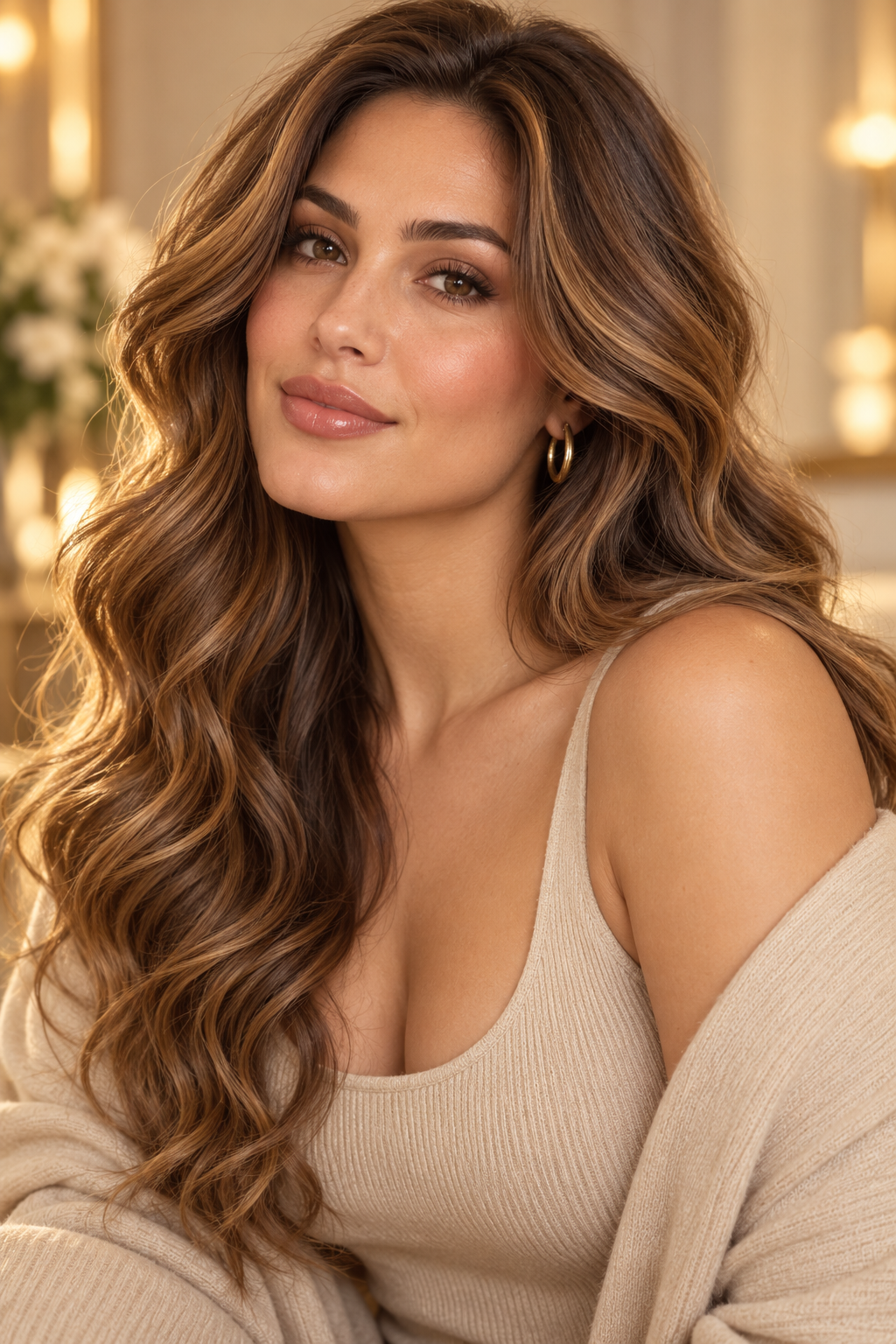 balayage hair color ideas for women over 50: toffee waves