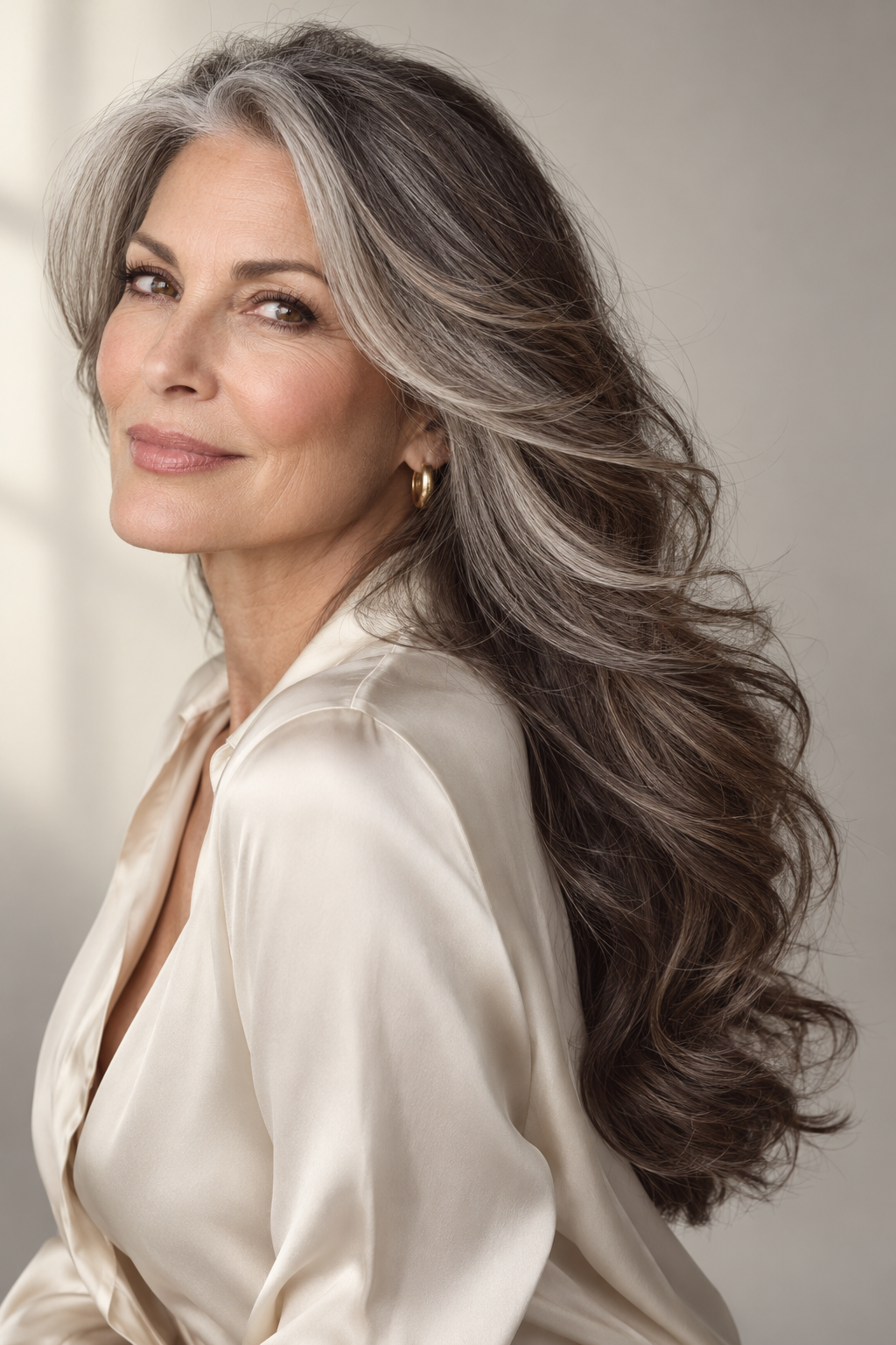 Blunt long hairstyles for women over 50 ends