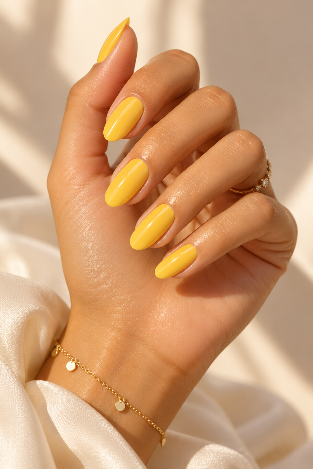 April nail ideas: sunshine yellow