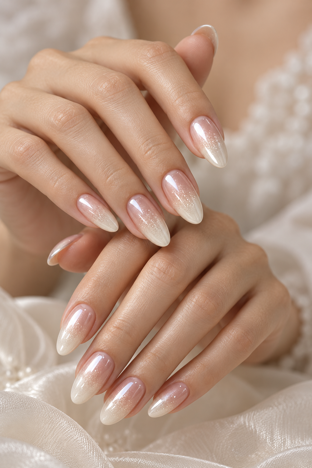 April nail ideas: pearl ombre sparkle