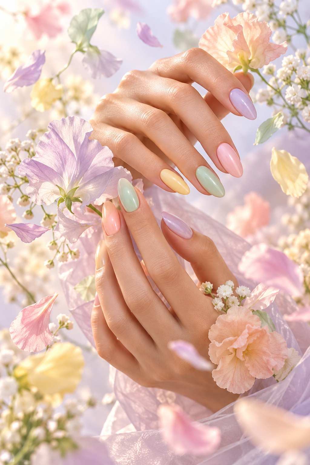 April nail ideas: playful pastel floating florals