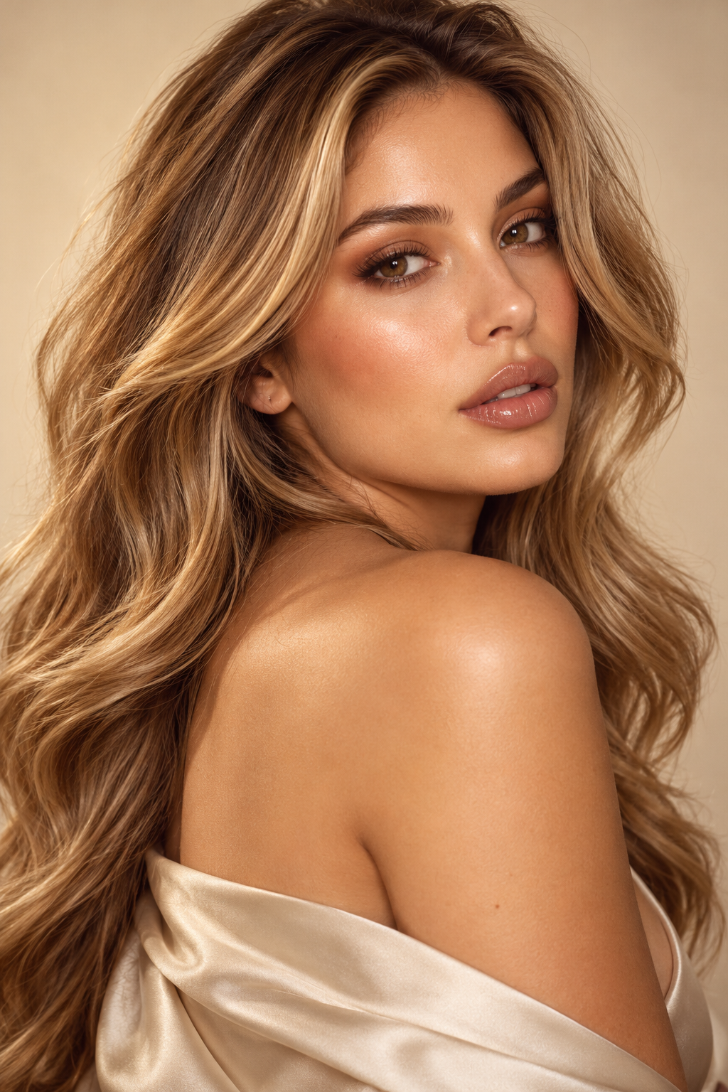 face framing highlights with bangs: honey highlights around the face