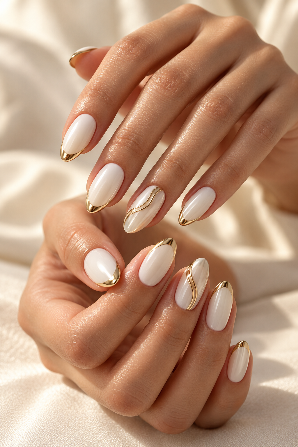 Soft White and Gold Chrome