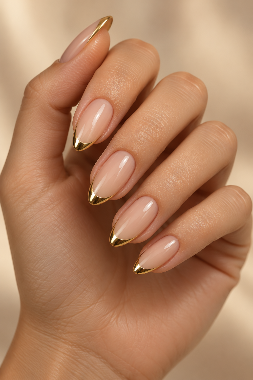 Nude Nails With Gold Tips