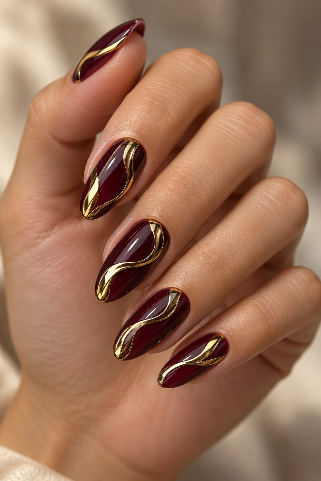 Jewel-Tone Gold Chrome Swirls