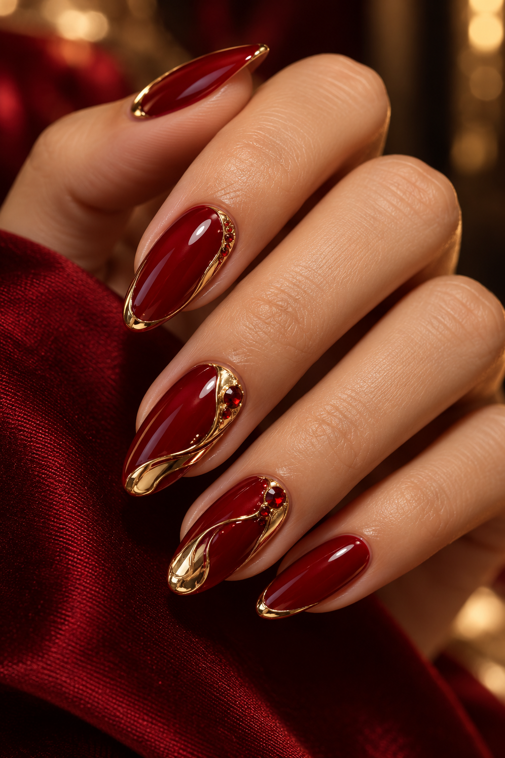 Red Gems With Gold Accents