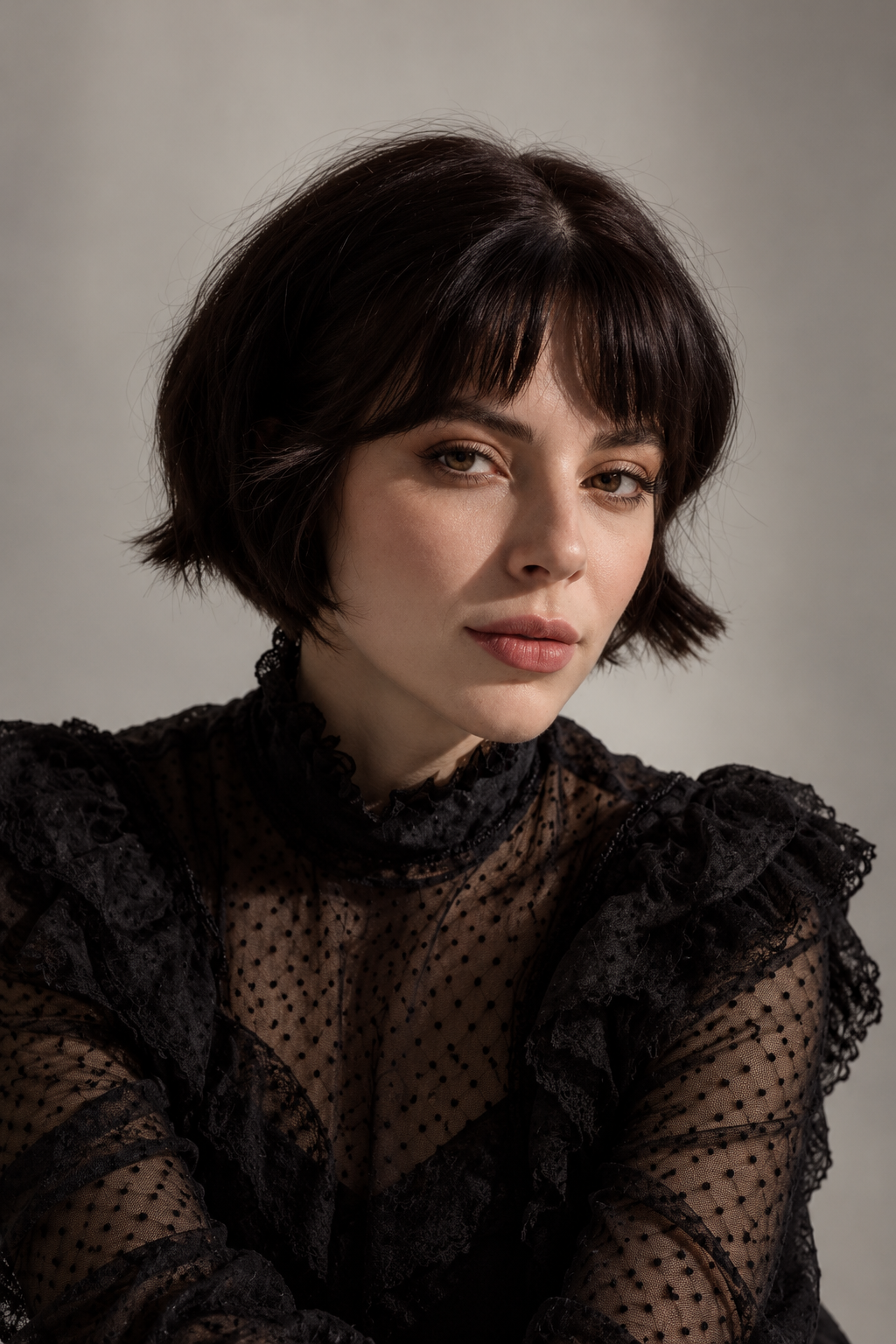 Blunt Bob With Bangs chin length haircuts idea