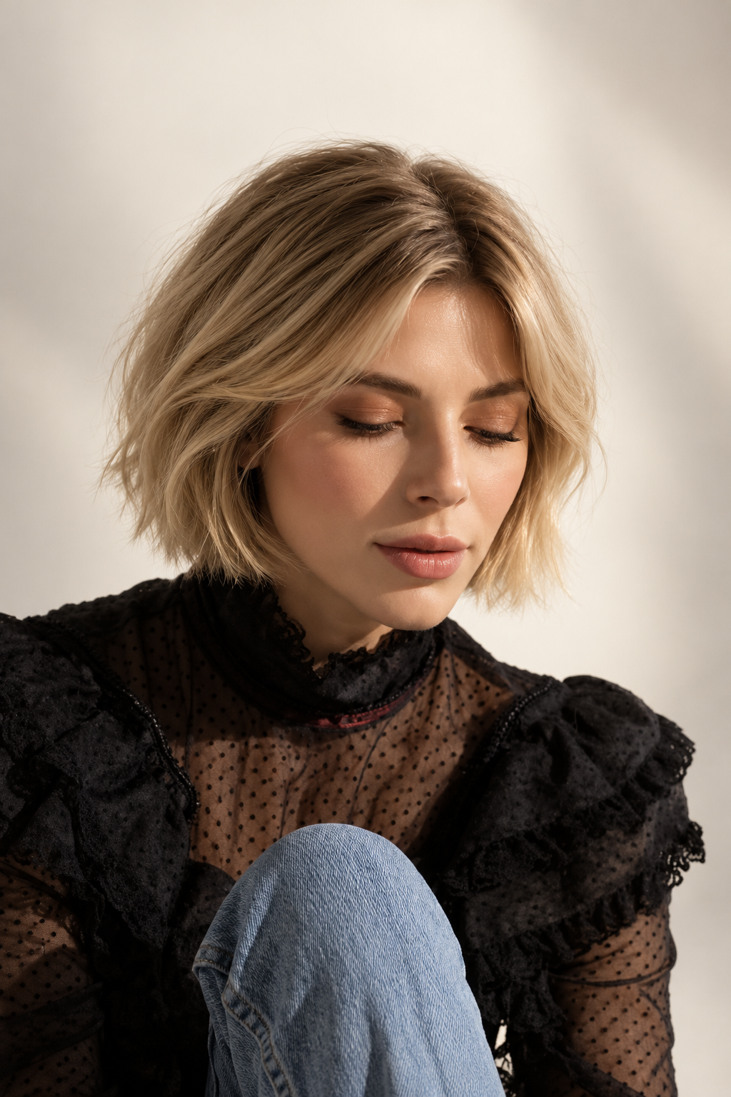 Soft Blonde Lob chin length haircuts idea