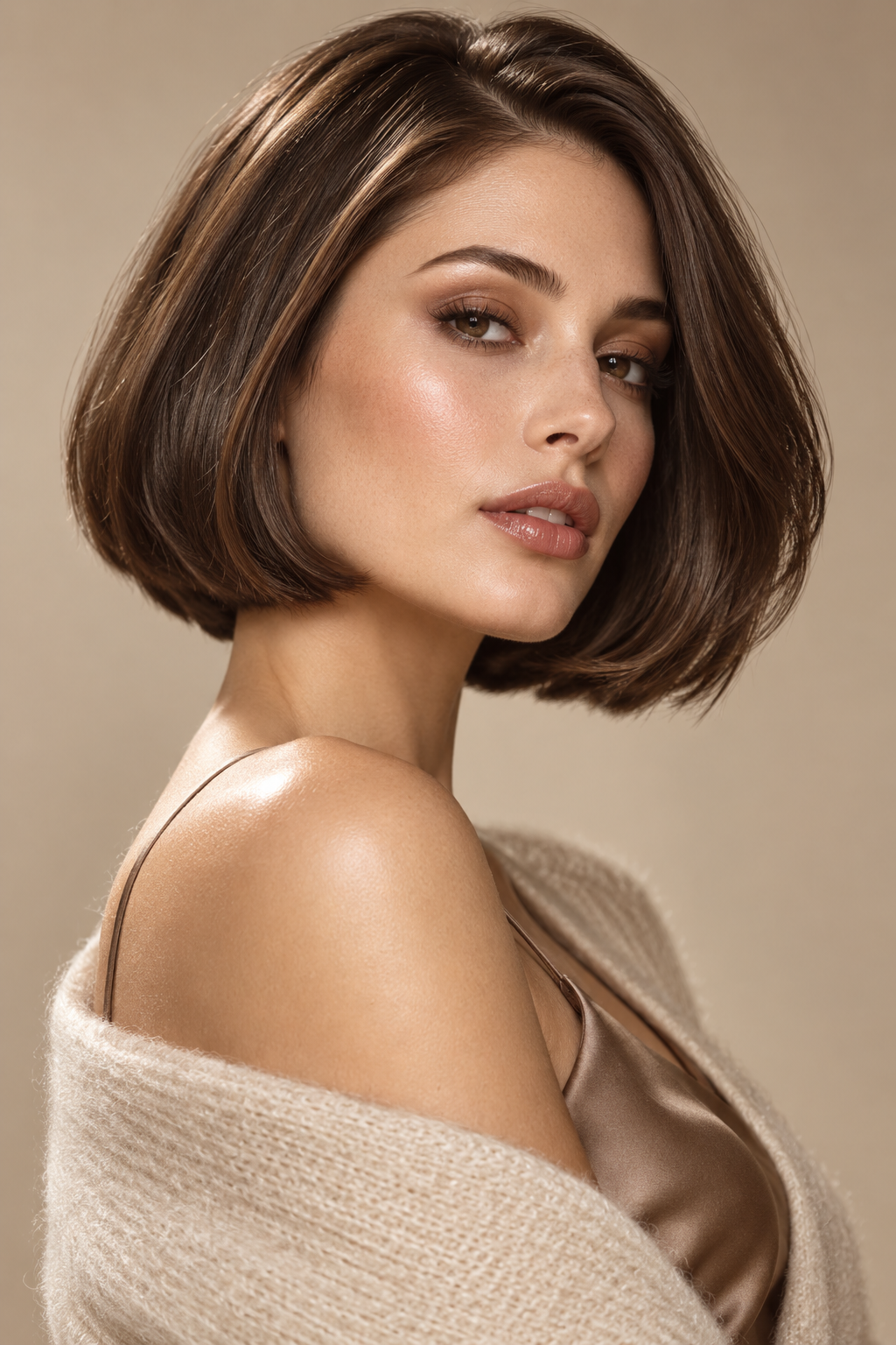 old money brunette bob hairstyles, glossy chocolate bob