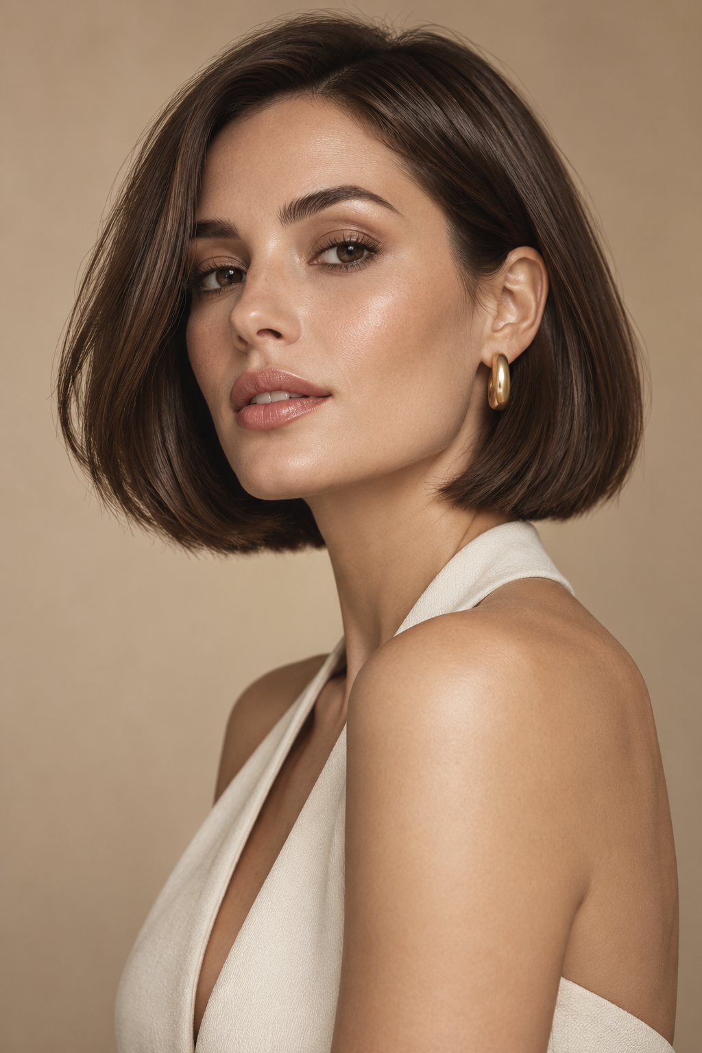 Chin-Length Cut old money brunette bob hairstyle