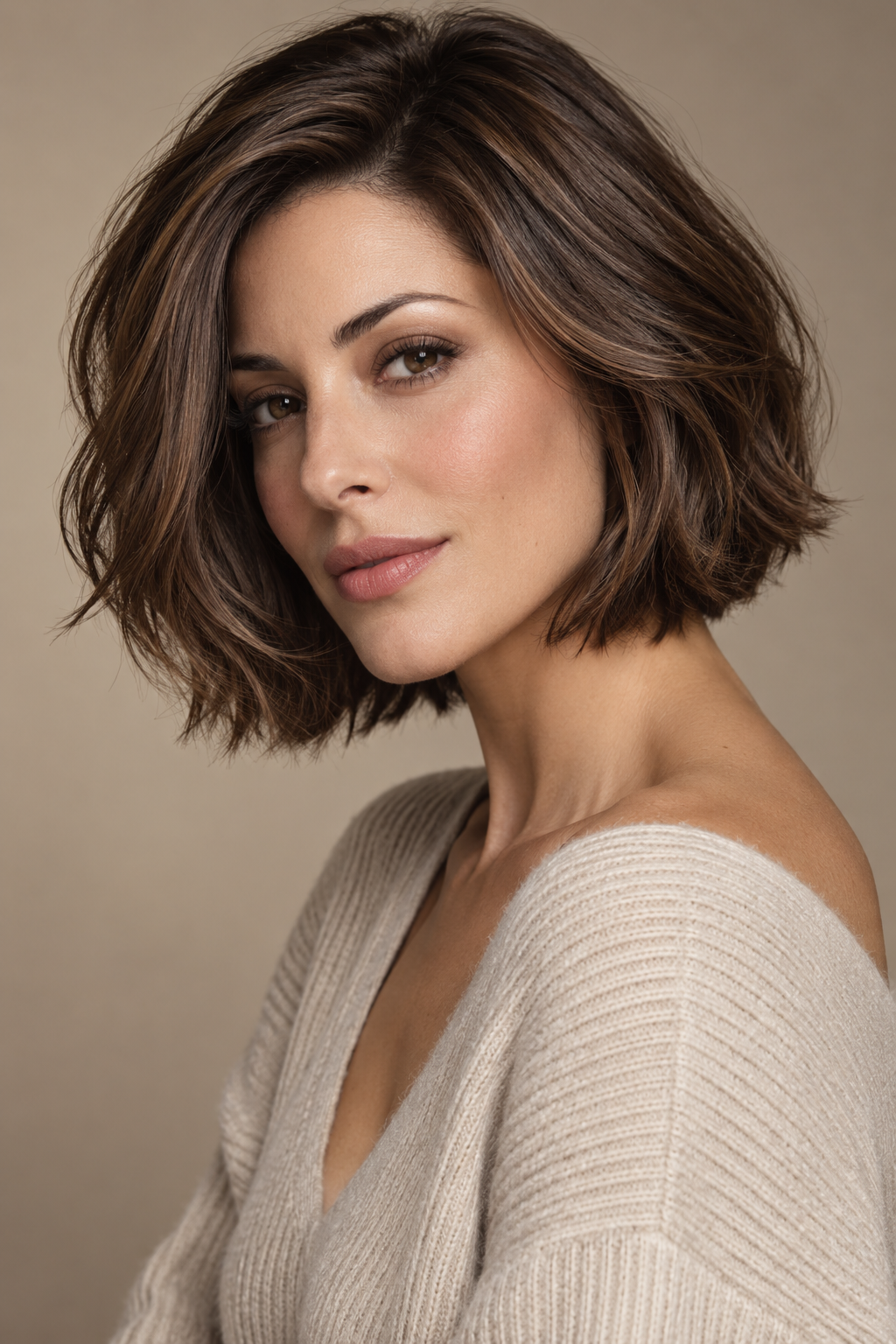 Layered Brunette old money brunette bob hairstyle