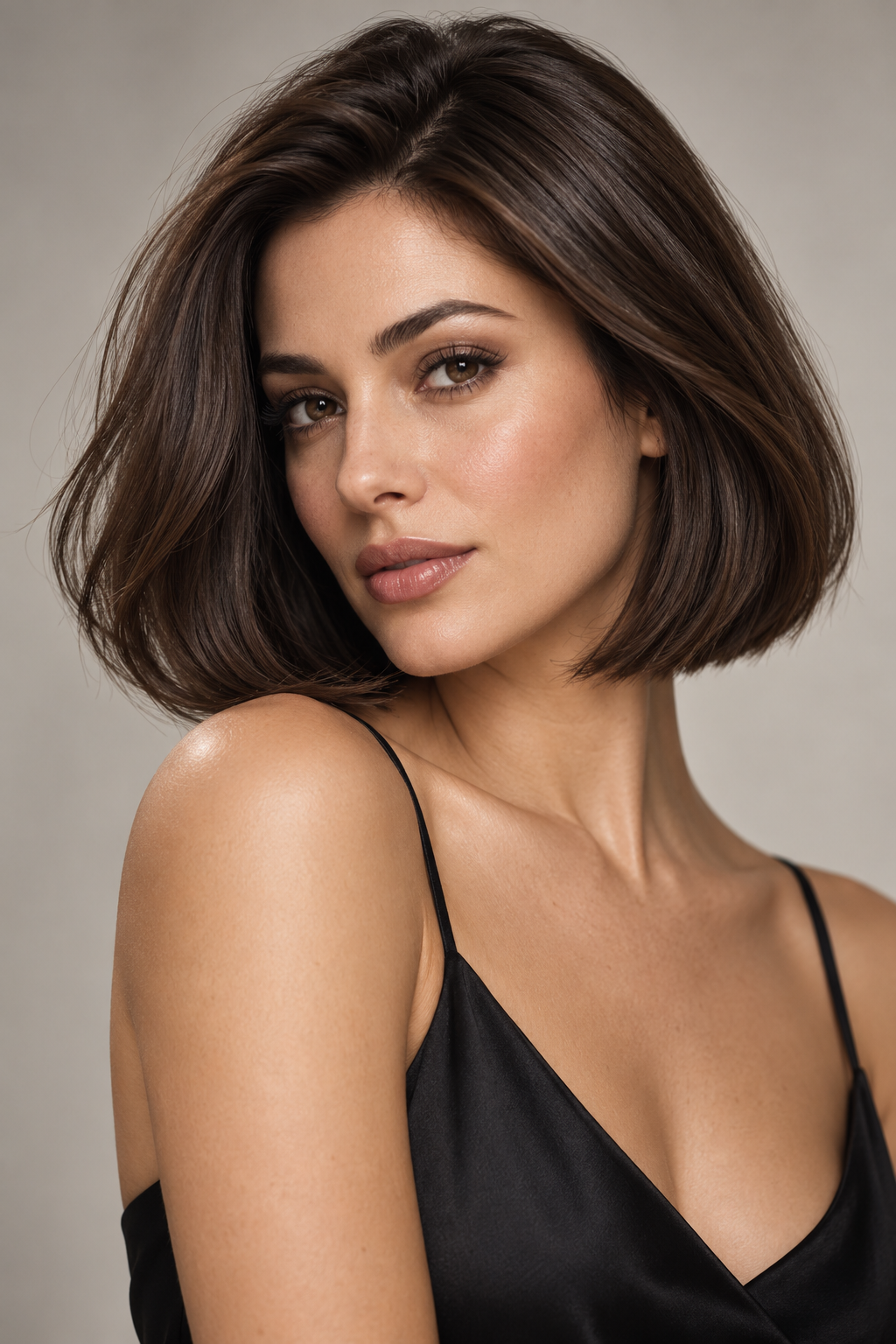 Polished brunette bob old money brunette hair color