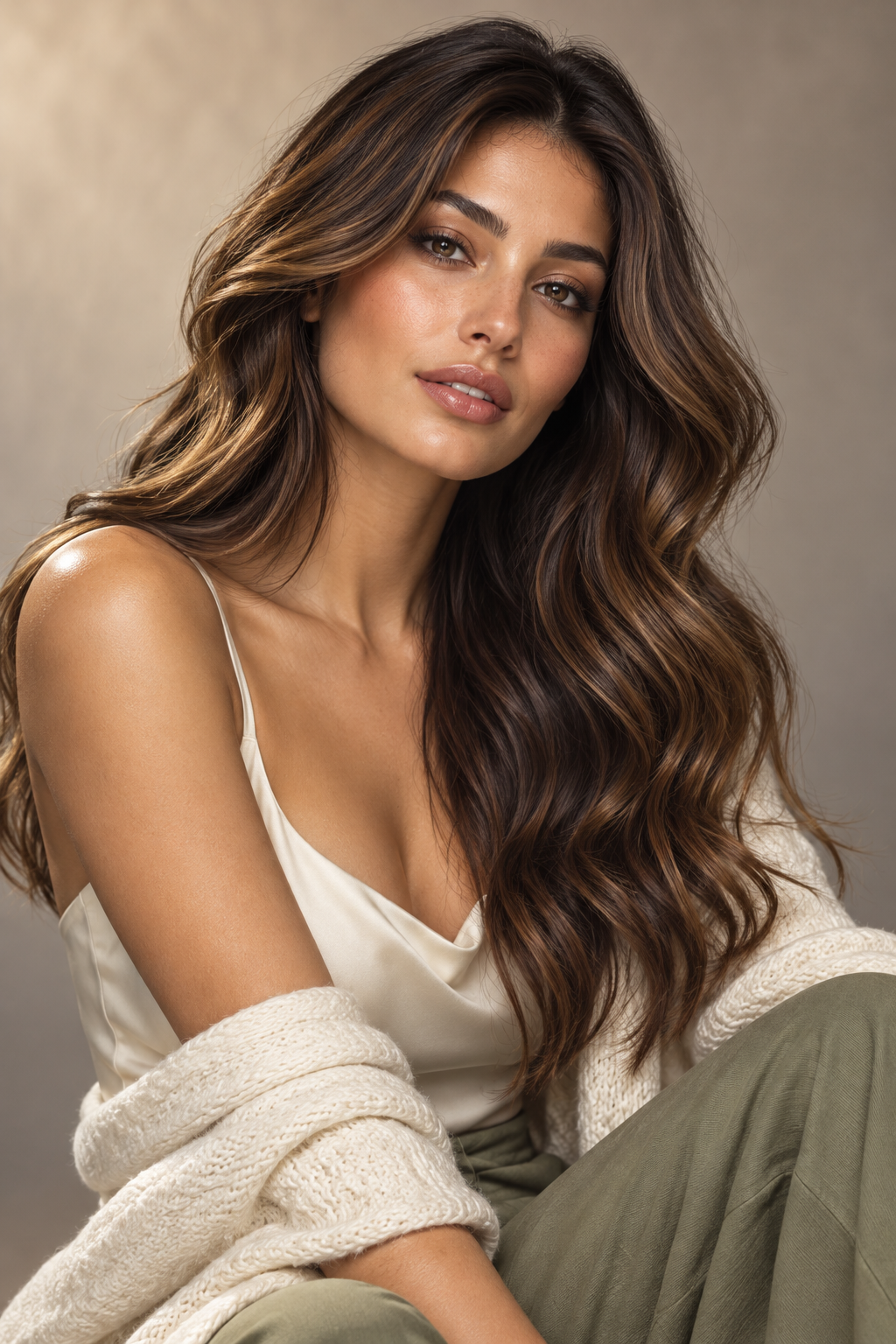teddy-bear brunette hair color idea for olive skin