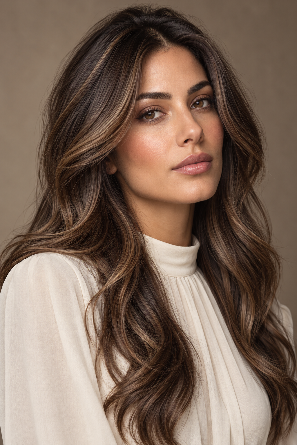 winter brunette hair color idea for olive skin