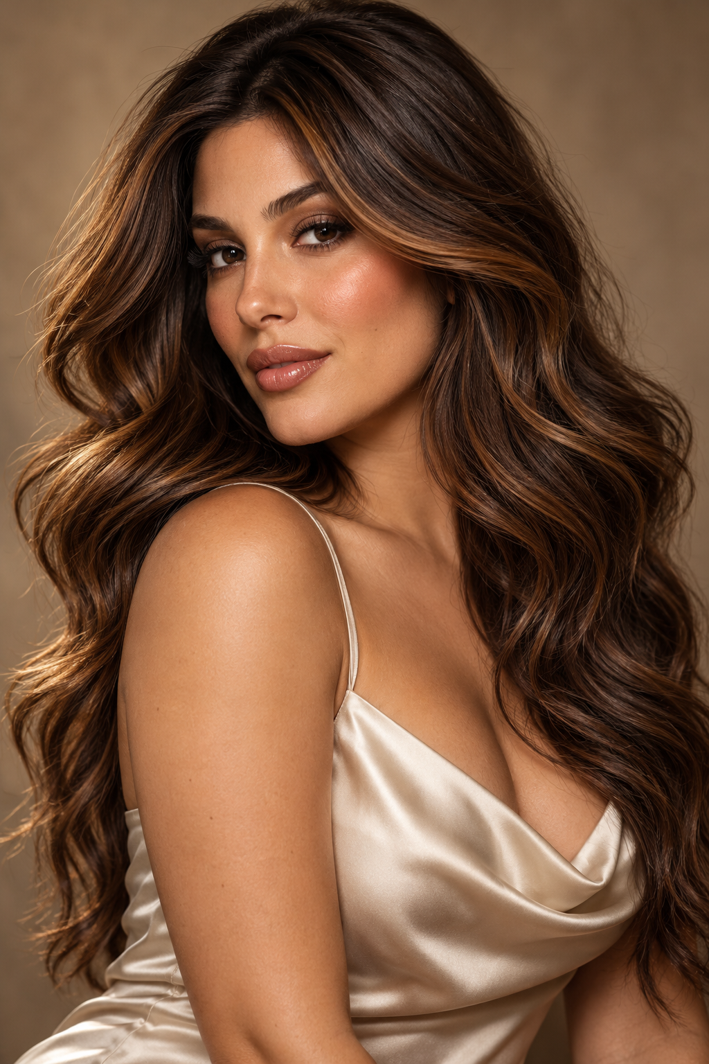 choosing contrast hair color idea for olive skin