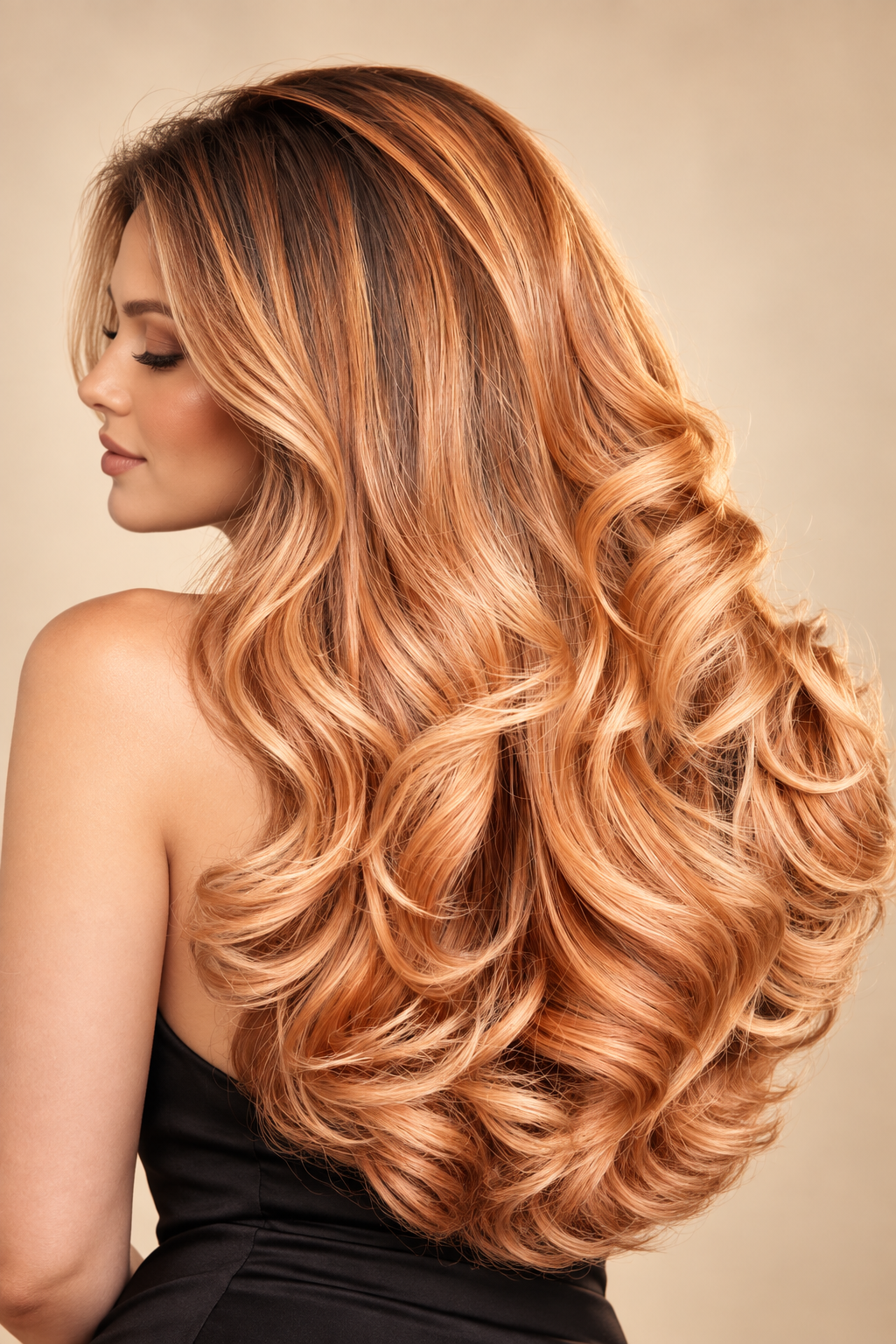 Long flowing strawberry waves