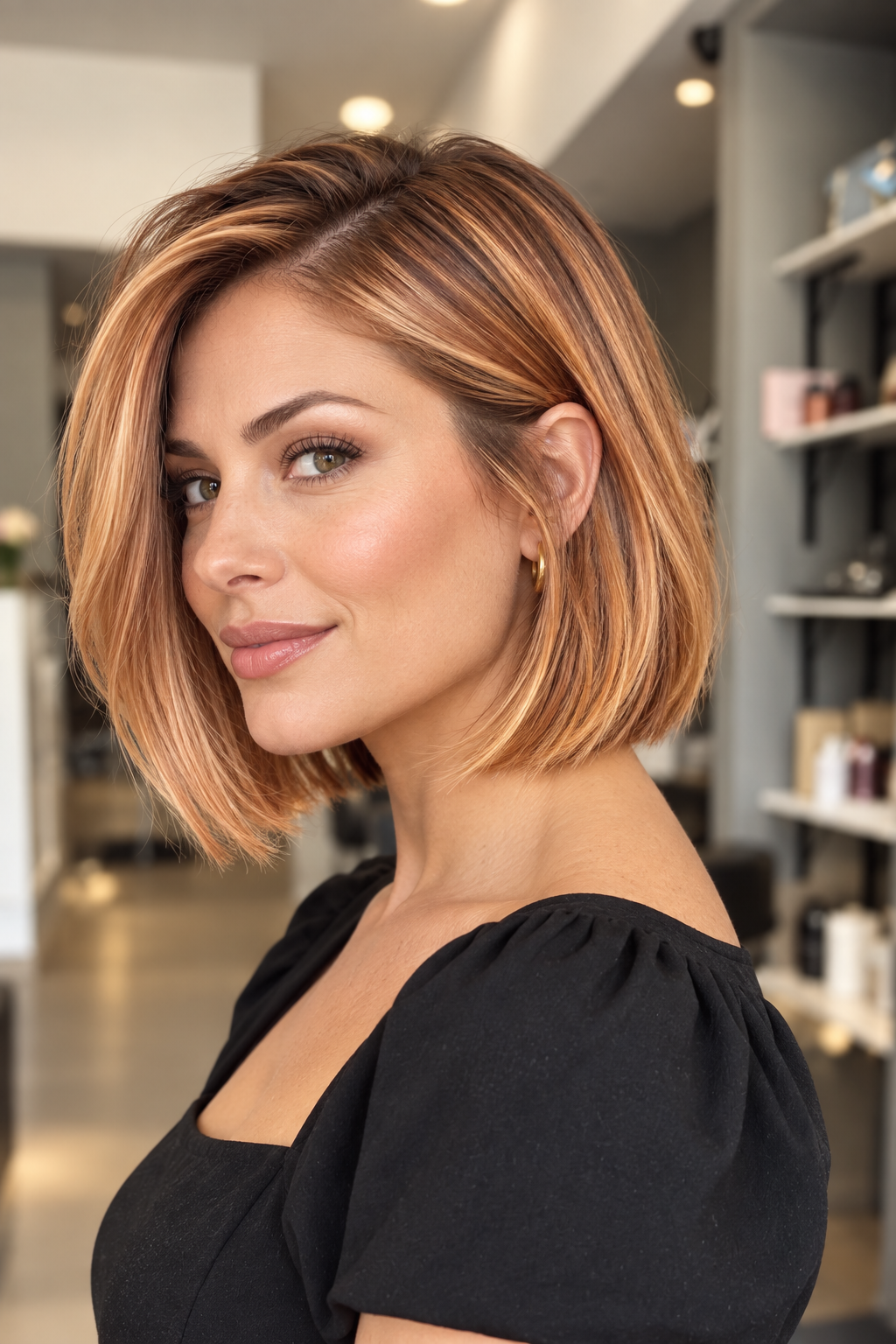 Sleek chin-length bob