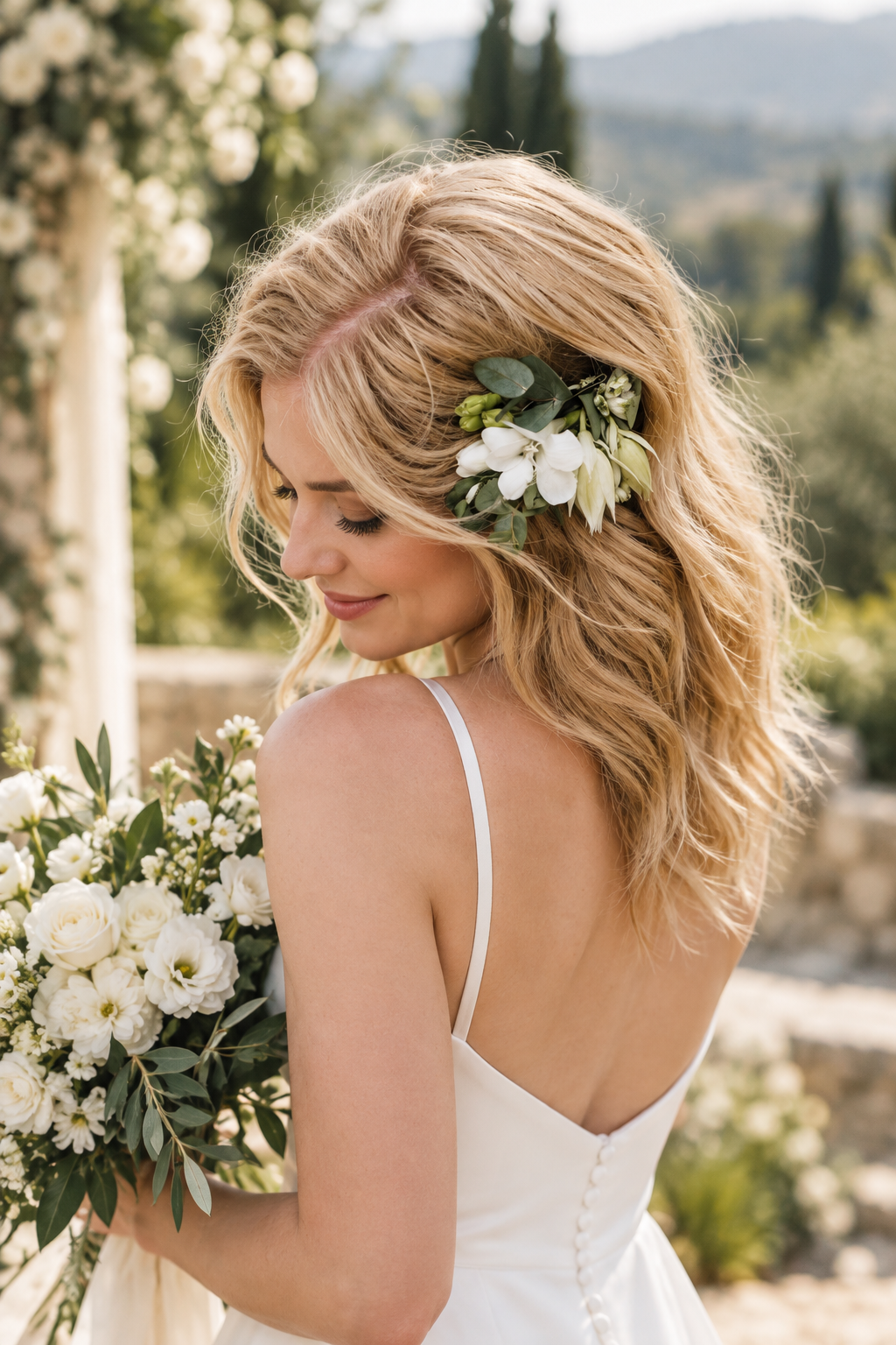 Loose Boho Waves summer wedding hairstyle idea