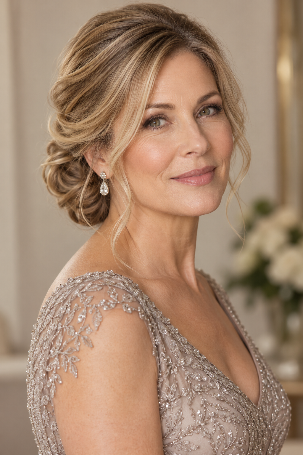 mother of groom hairstyles: soft low bun