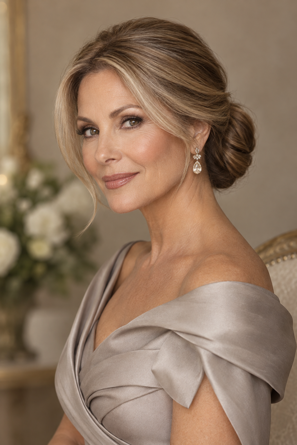 mother of groom hairstyles: sleek low chignon