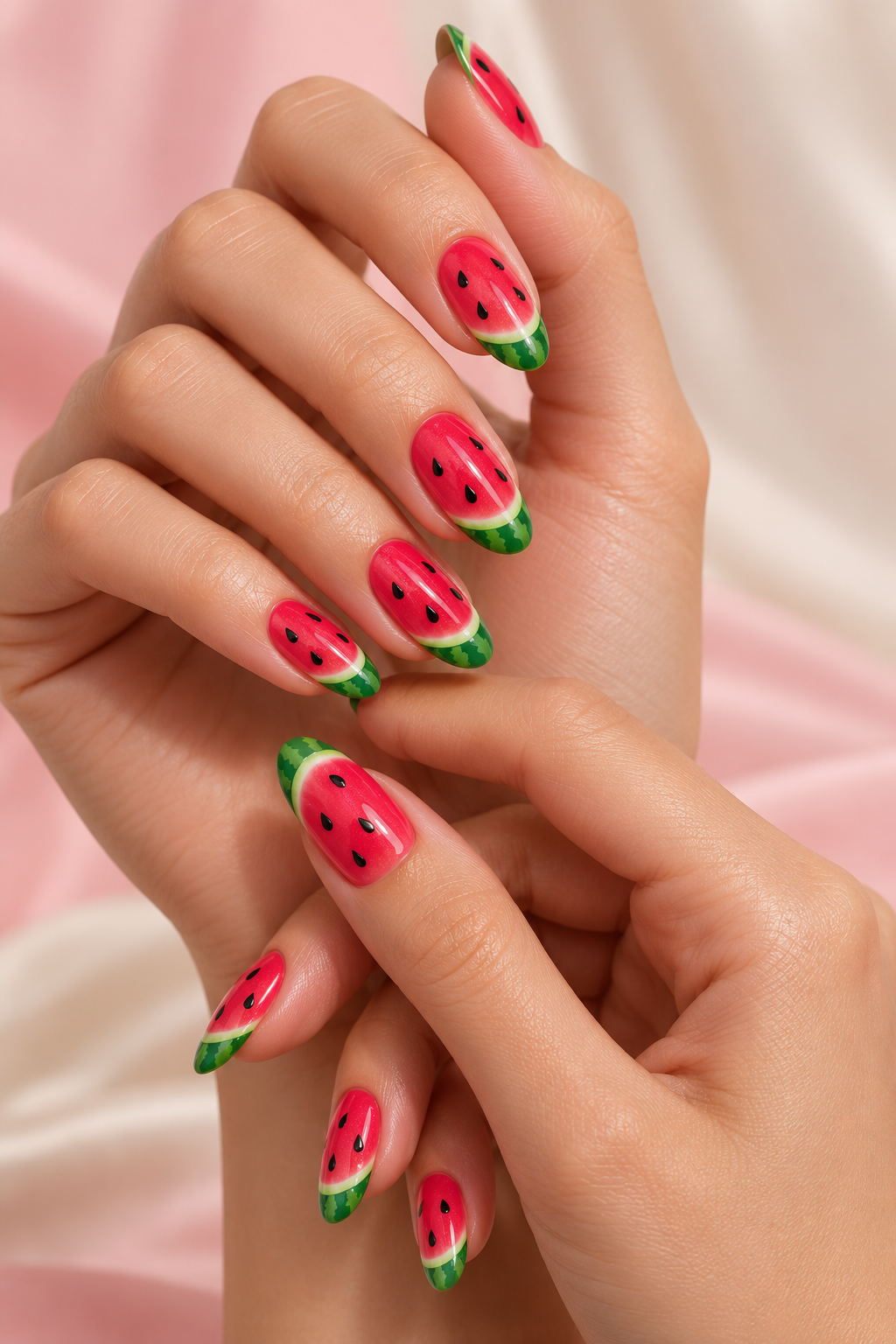 watermelon nail ideas: highlighter bright