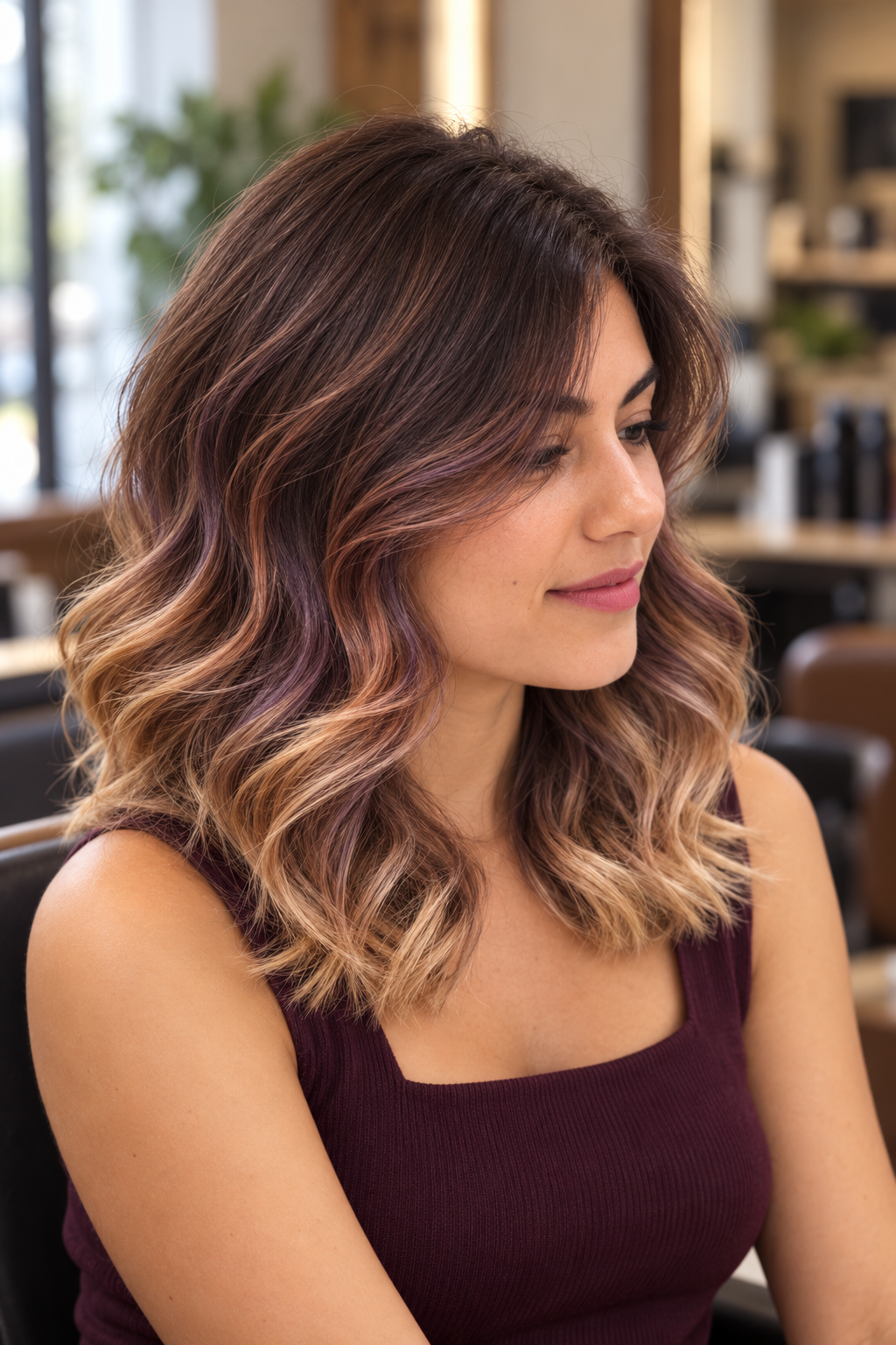 Chestnut-to-blonde lengths ombre hairstyle ideas