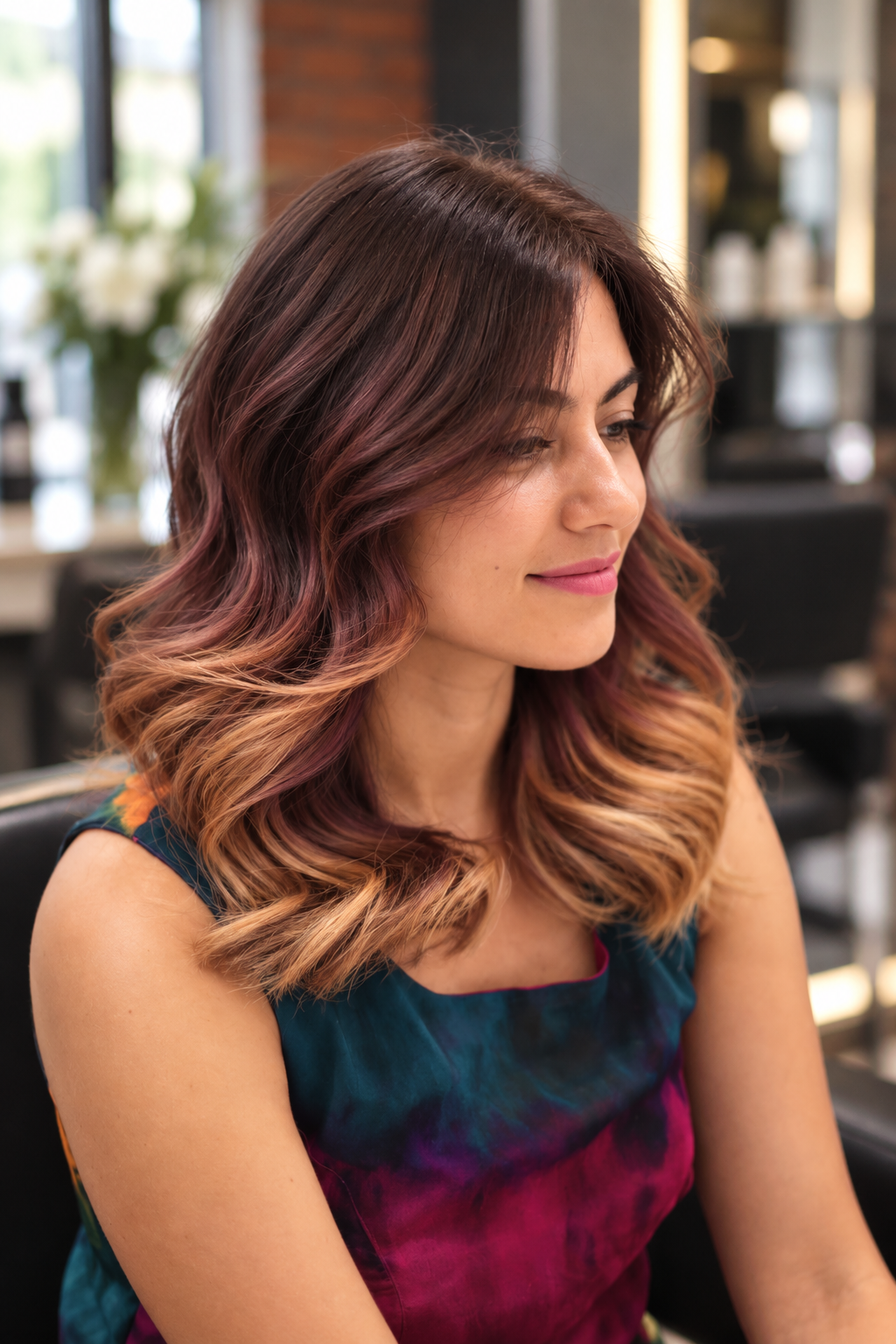 Long glossy gradient ombre hairstyle ideas