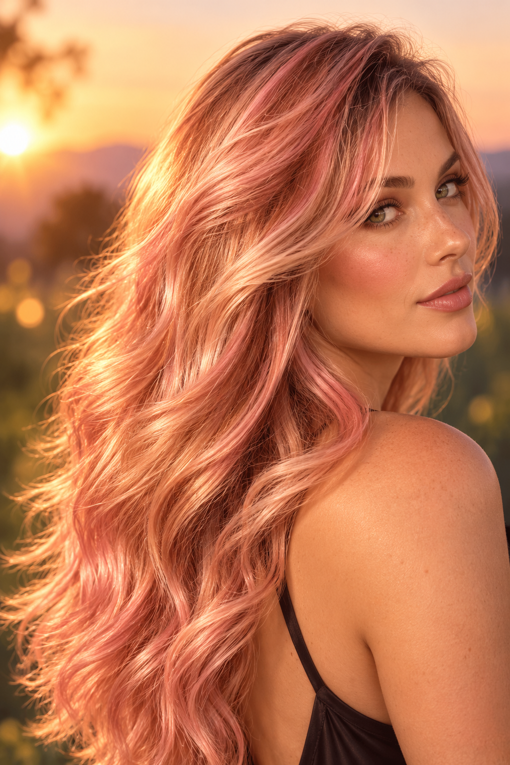 pink hair ideas: sunset pink waves