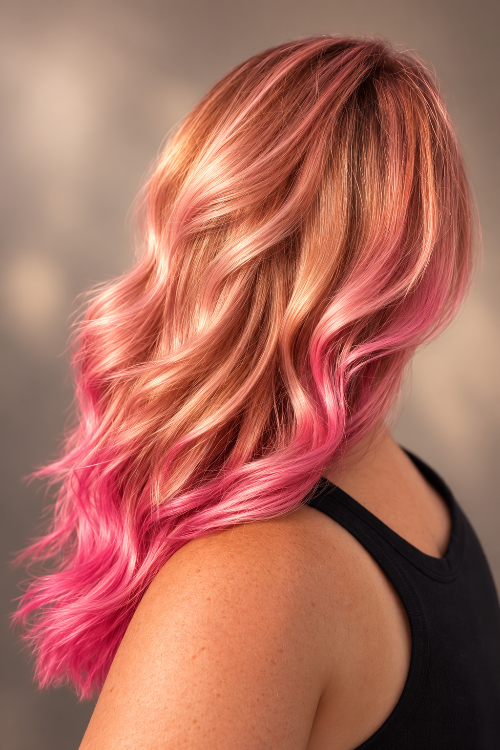 pink hair ideas: hot pink ends