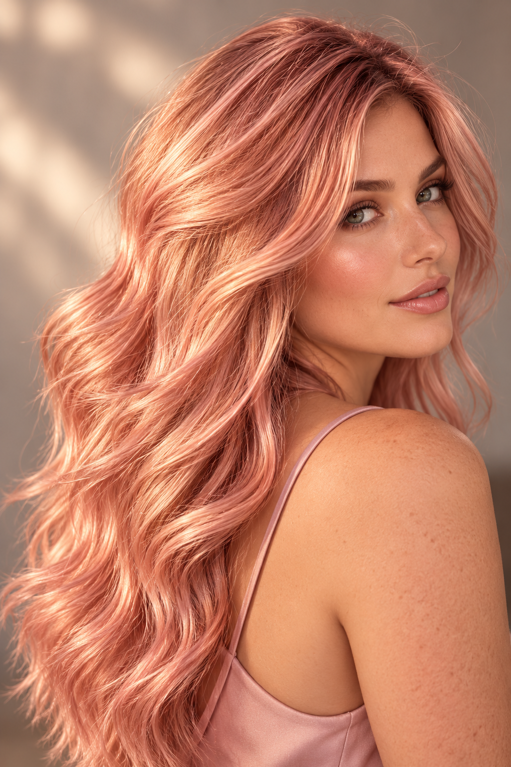 pink hair ideas: soft pink glam waves