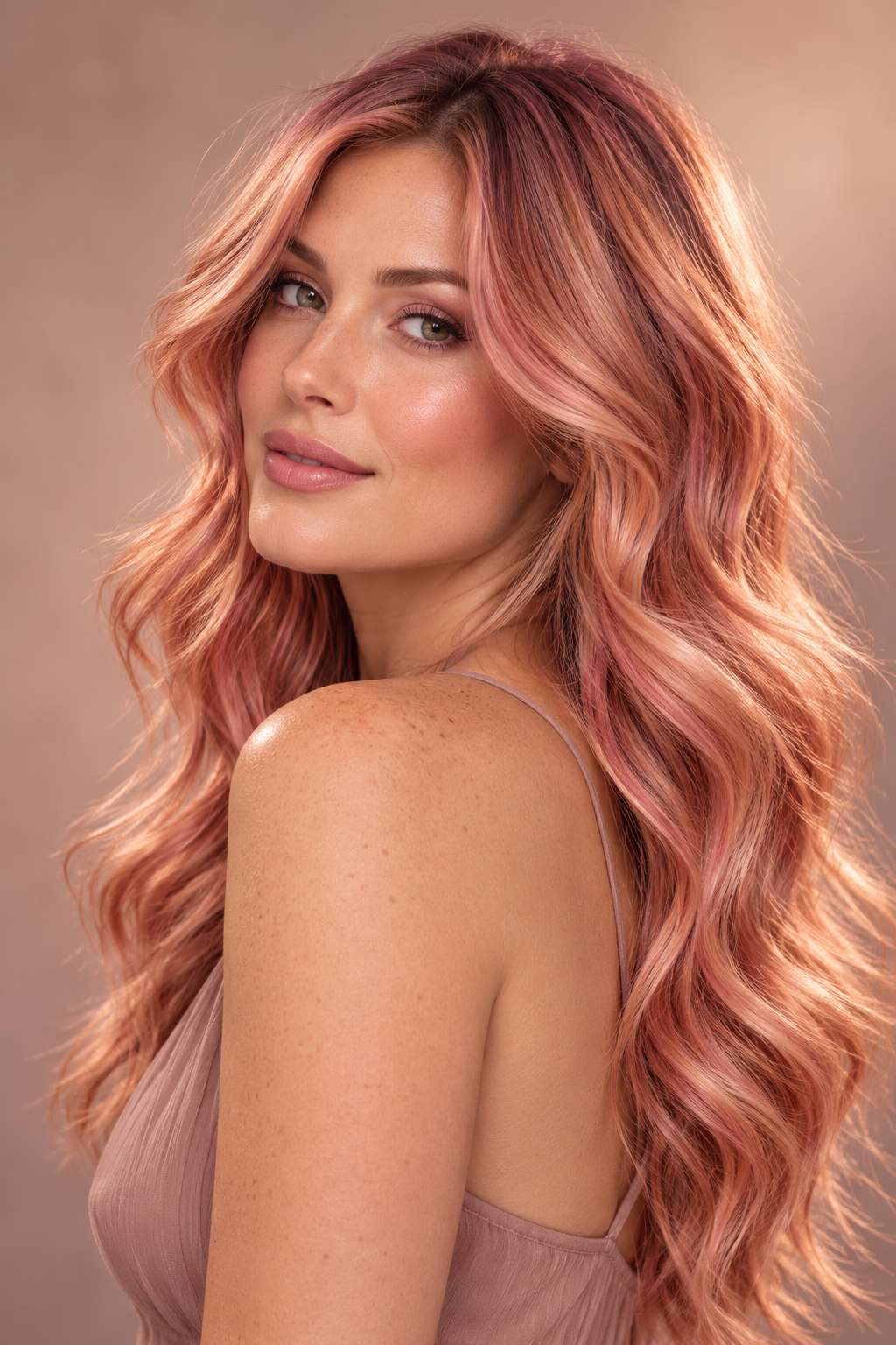pink hair ideas: dusty rose