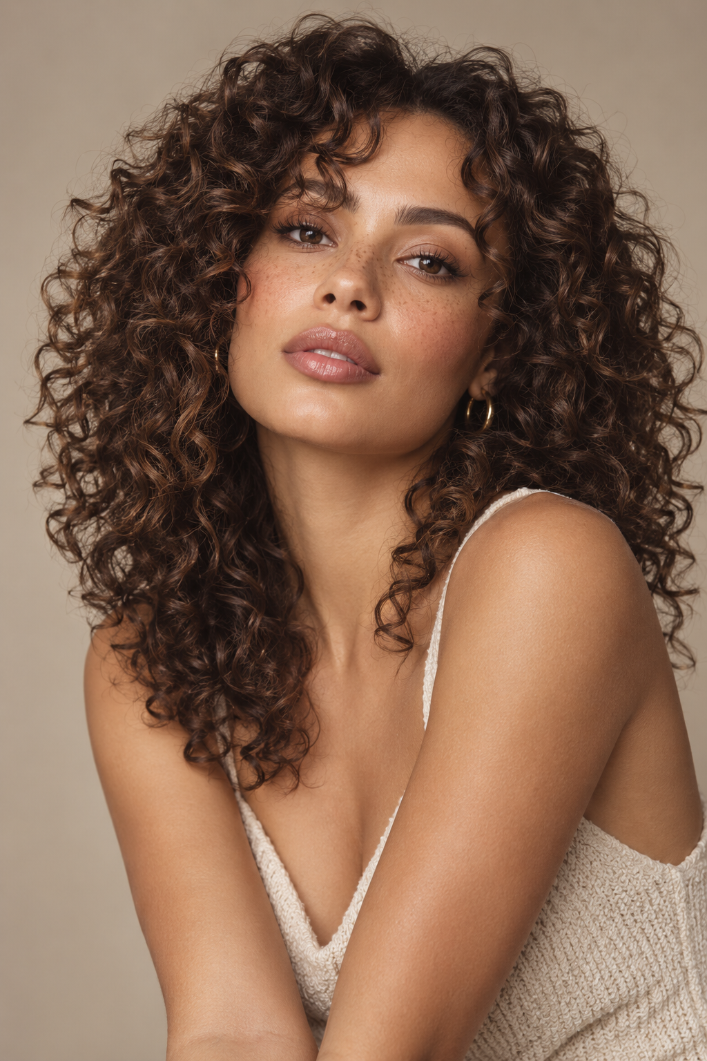 Curly face-framing layer hairstyle idea 2